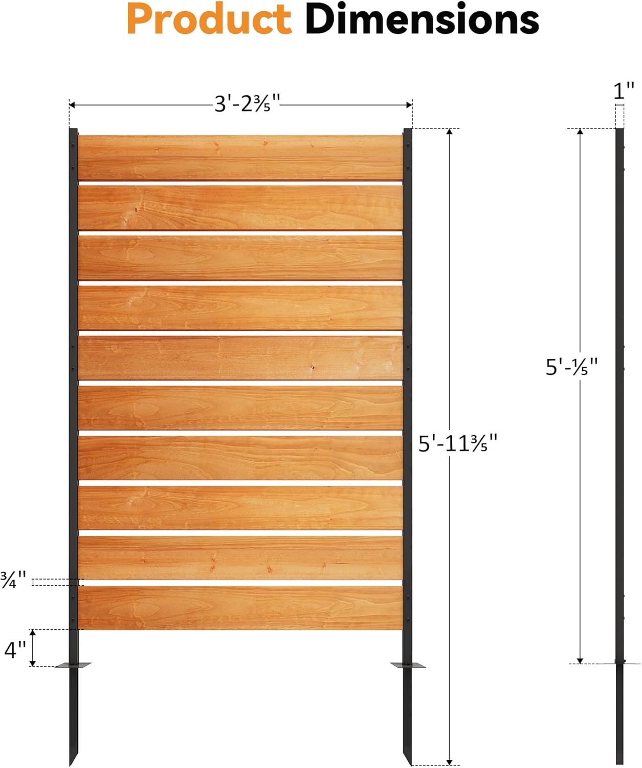 Modern Shade 5' x 3' Wood Privacy Fence Screen (2 Panel) Natural Cedar Wood, Outdoor Privacy Fence Panel for Deck Balcony, Conceals Trash Cans Air Conditioner, Ultimate Fence Privacy Screen