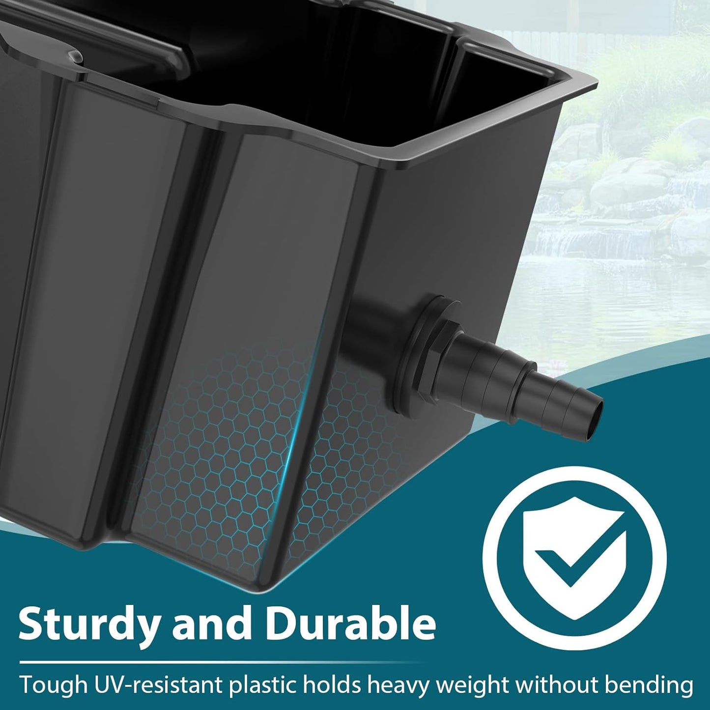 Buzzlett Waterfall Spillway with 8 inch Wide Weir, Smooth Flow Pond Waterfall Box, Easy Installation, Durable Construction, Long-Lasting for Outdoor, Ideal for Gardens, Pond Water Features and Streams