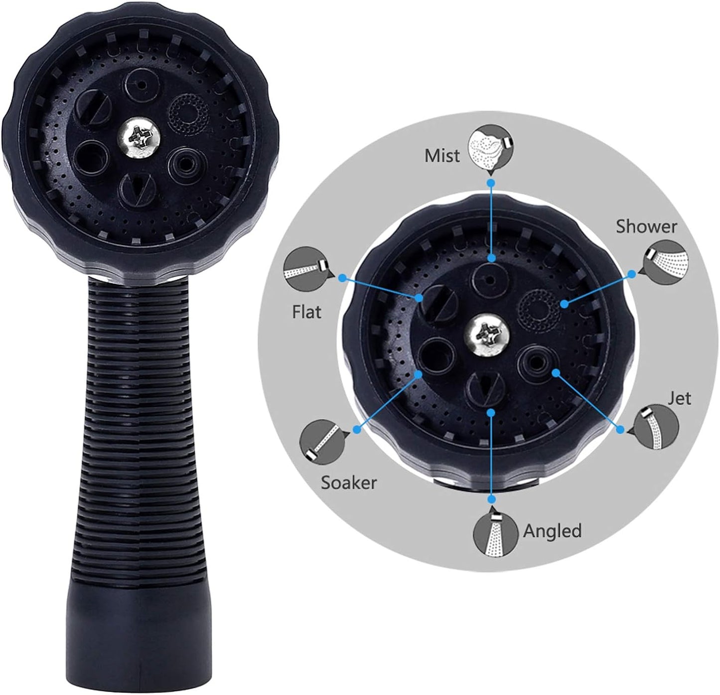 GREEN MOUNT Water Hose Nozzle Spray Nozzle, Metal Garden Hose Nozzle with Adjustable Spray Patterns, Perfect for Watering Plants, Washing Cars and Showering Dogs & Pets