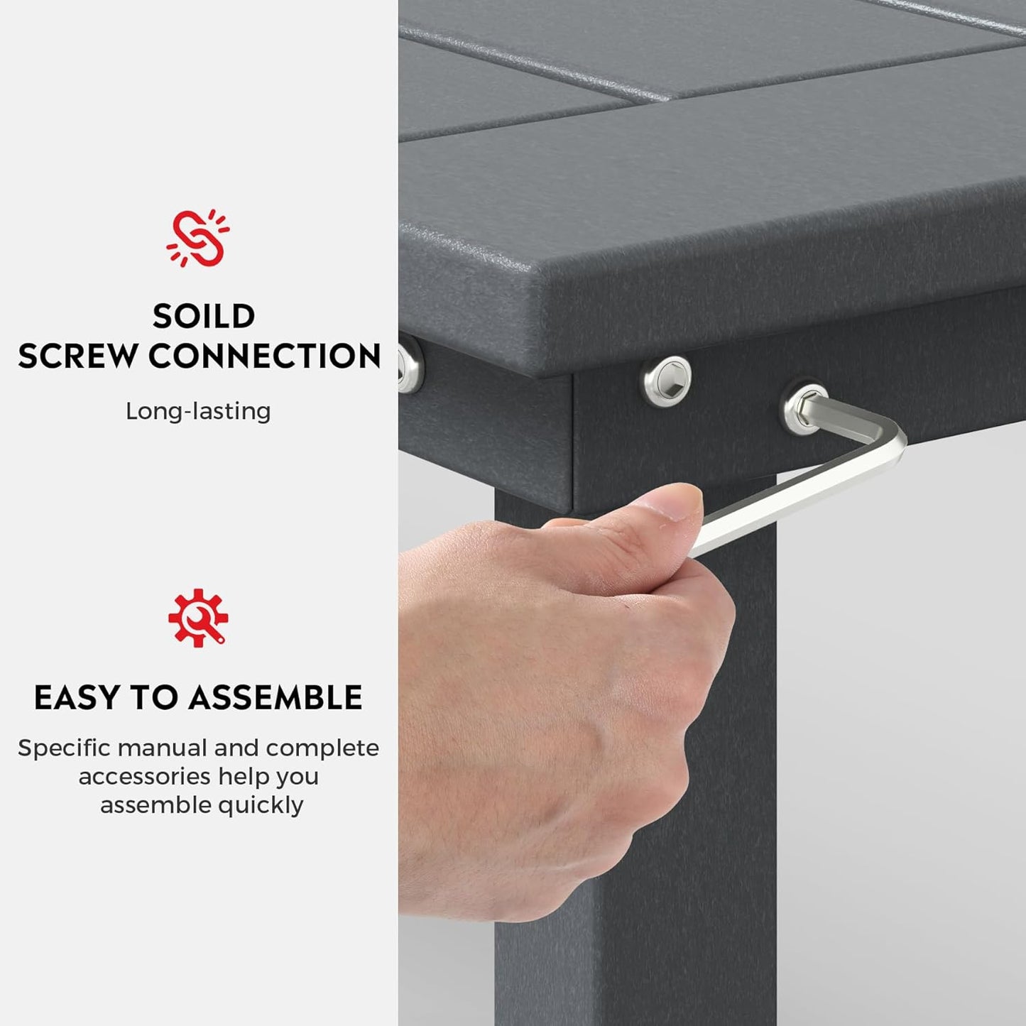 Outdoor Benches Weatherproof, Park Long Bench Poly Lumber Backless for Entryway Front Porch Garden Bench Seat for Patio, Gray