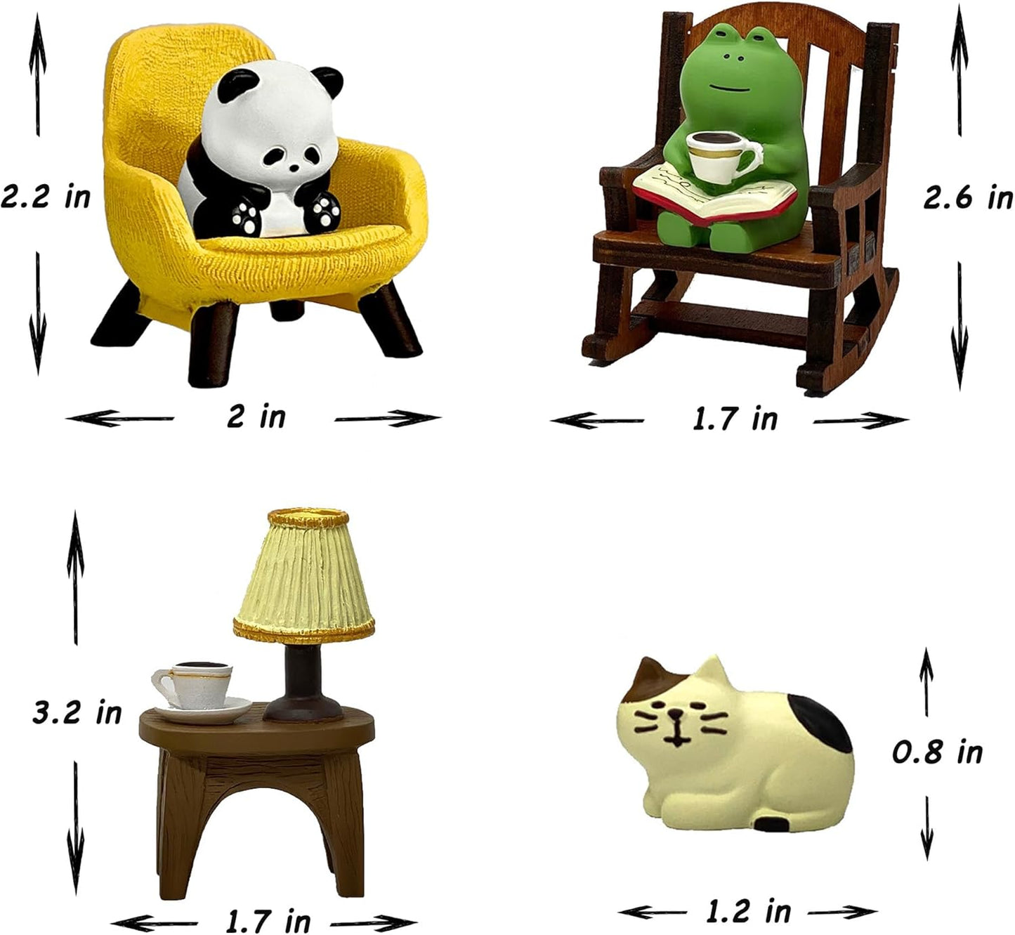 Miniature Frog Figurines, Cute Frog Desk Accessories for Desk Decor, Funny Gifts for Garden Decor, Mini Resin Animal Garden Statues (Multi-Animal)