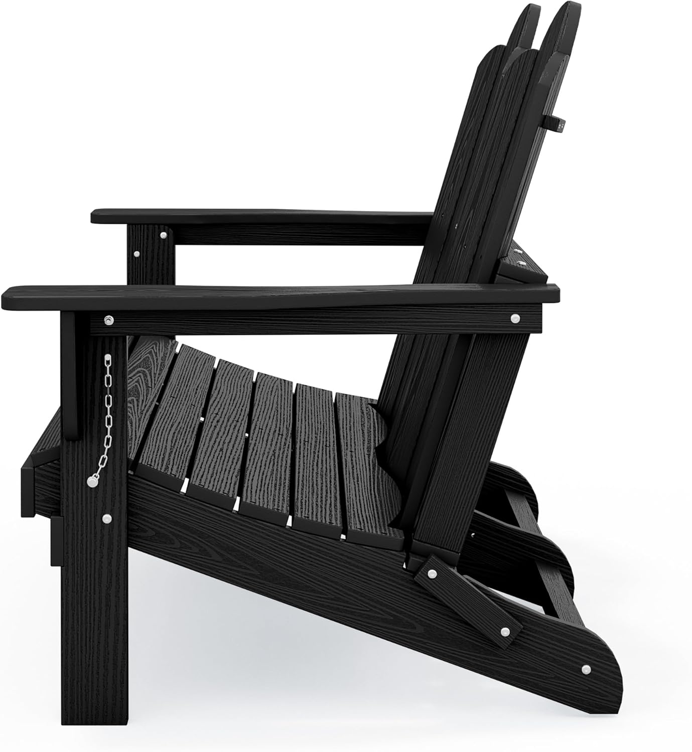 SERWALL Folding Adirondack Bench, HDPE All-Weather Adirondack Loveseat Set of 2, Black