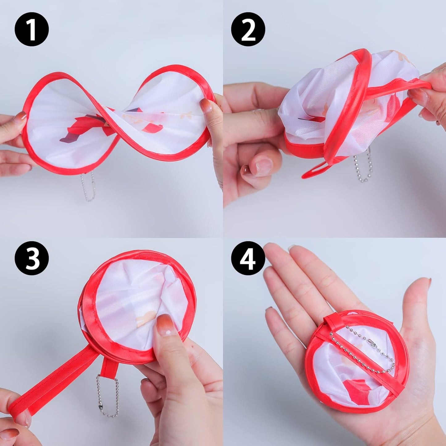 4 Pack Mughal Blooms Foldable Hand Fans, Pocket-Sized Round Fans for Travel, Events, Indoor & Outdoor (Mughal Blooms)