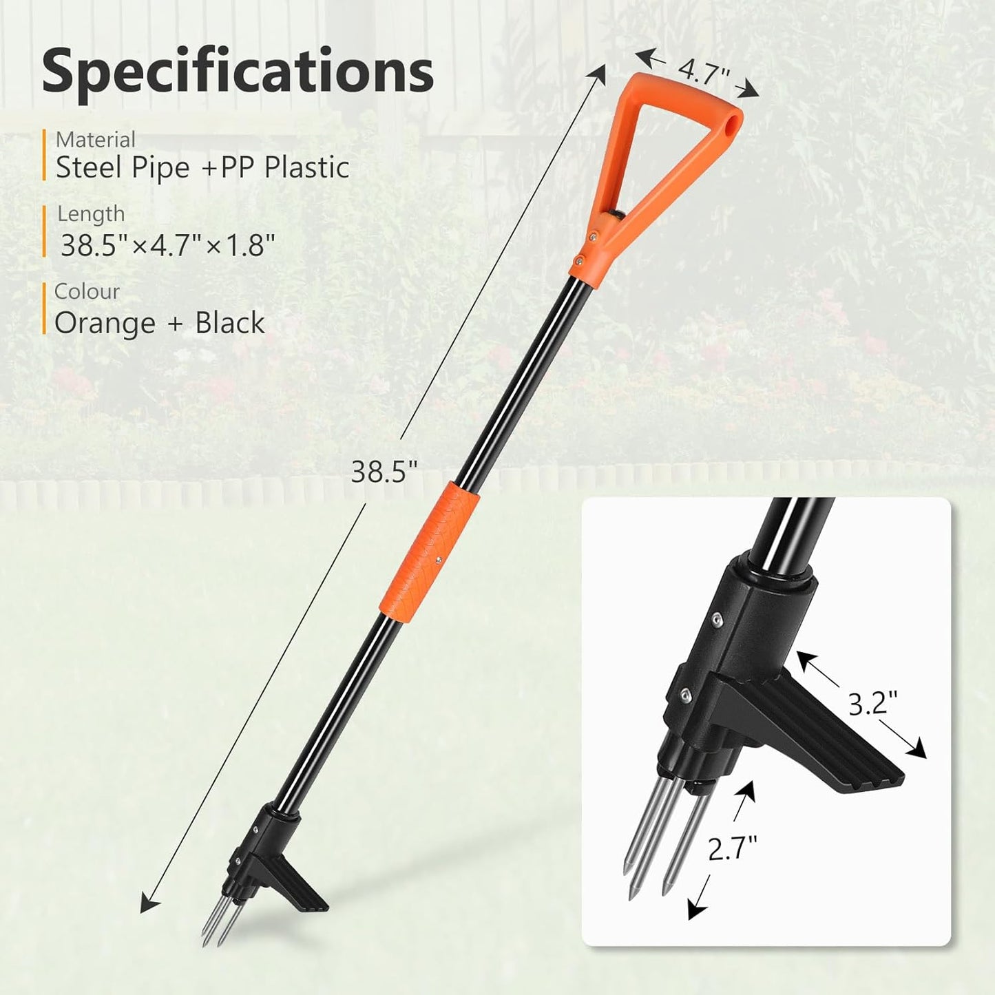 SHANTRA Weed Puller Tool, 3-Claw Stand Up Weed Puller Tool with Long Handle, Garden Weeder Puller Heavy Duty Stand Up Weeder, Weeding Tool for Lawn, Yard, Garden, Crabgrass, Dandelion Picker