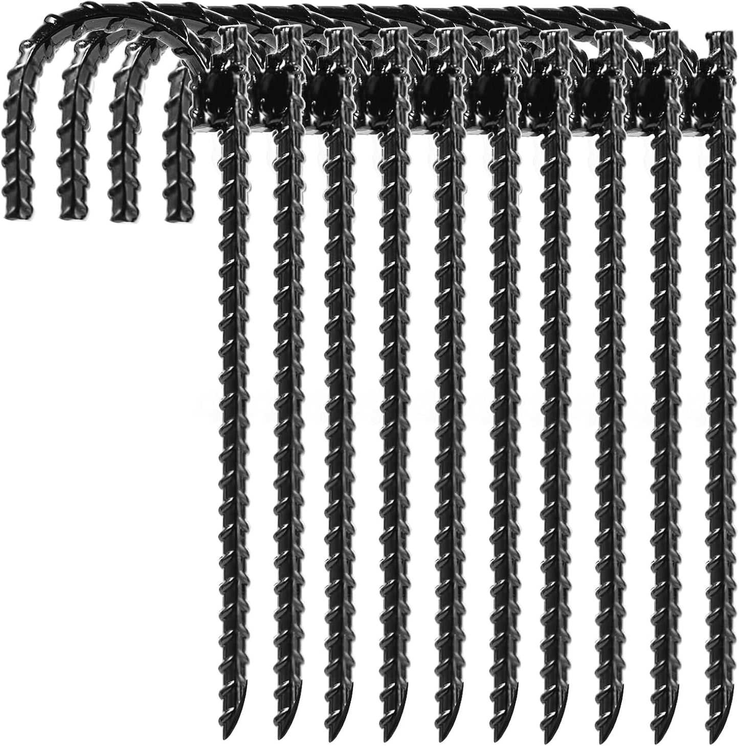 10pcs Threaded Steel bar Stakes/Ground Stakes/Outdoor Fence Ground Stakes.New J Hook Heavy-Duty rebar Metal Stakes ，Proof Coated Steel Ground Stakes with Chisel Point End.