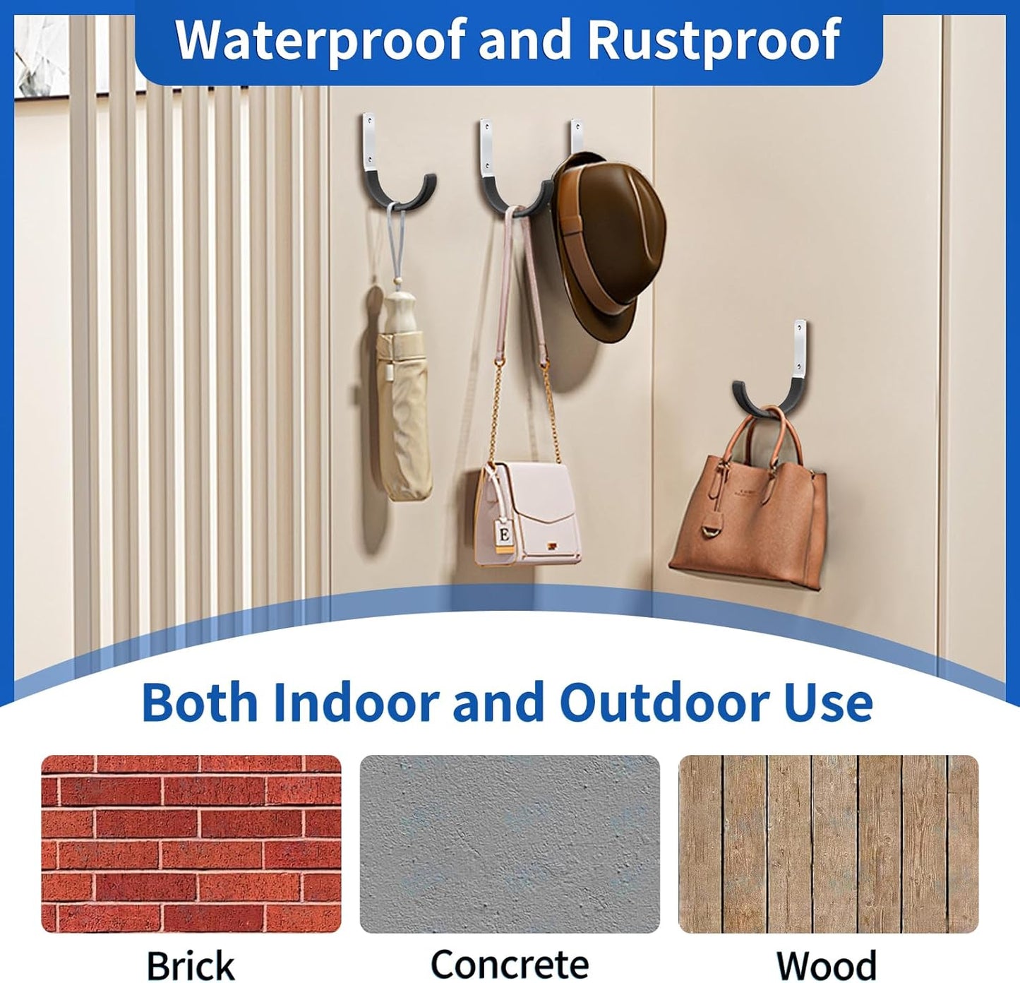 Heavy Duty Steel Garage Hooks,Garage Storage Utility Hooks,Heavy Duty Garage Garden Tool Organizer,Steel Wall Mount Hooks, Garden Hose Hanger, Small U Hooks (Black 8 Pack)