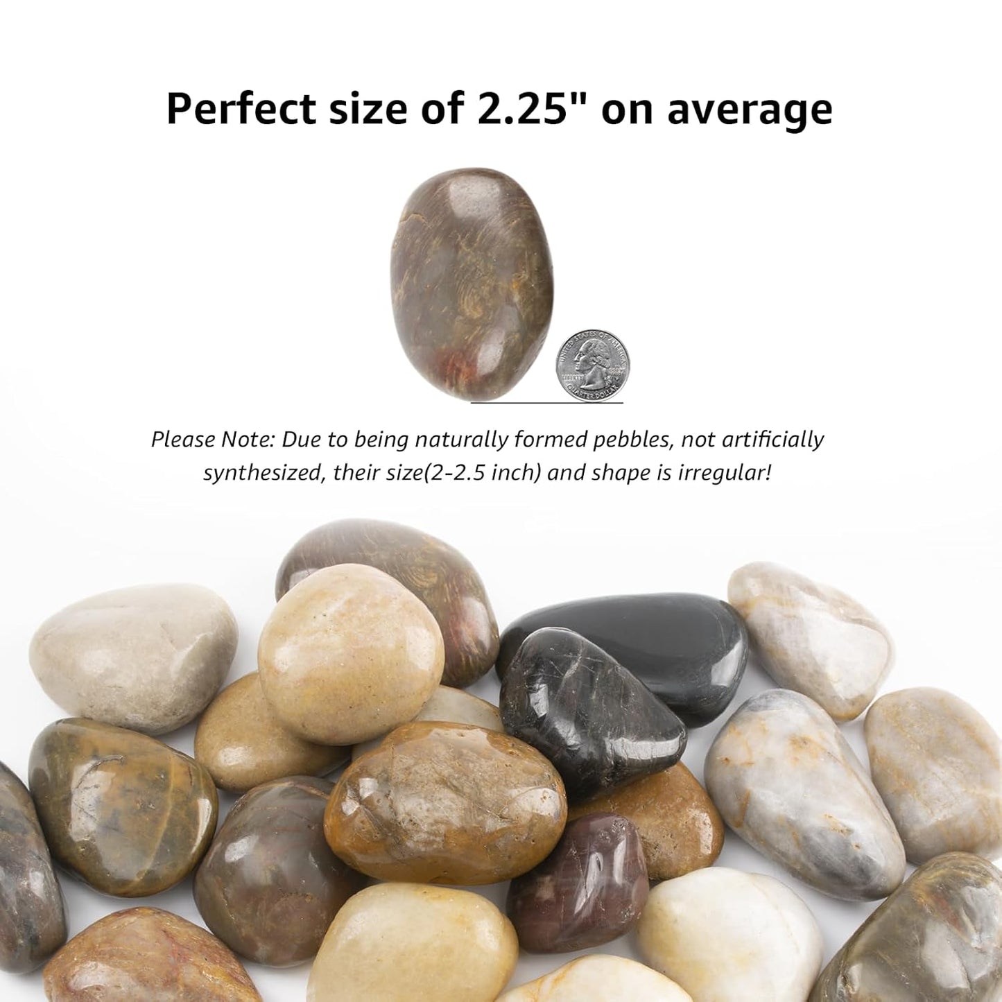 40lbs 2-3 Inch River Rocks, Decorative Mixed Pebbles for Garden Landscaping, Indoor Plants, Fish Tanks, Vases, and Succulents – Ideal for Home Decoration and Outdoor Gardens (Mixed, Weight: 40 LB)