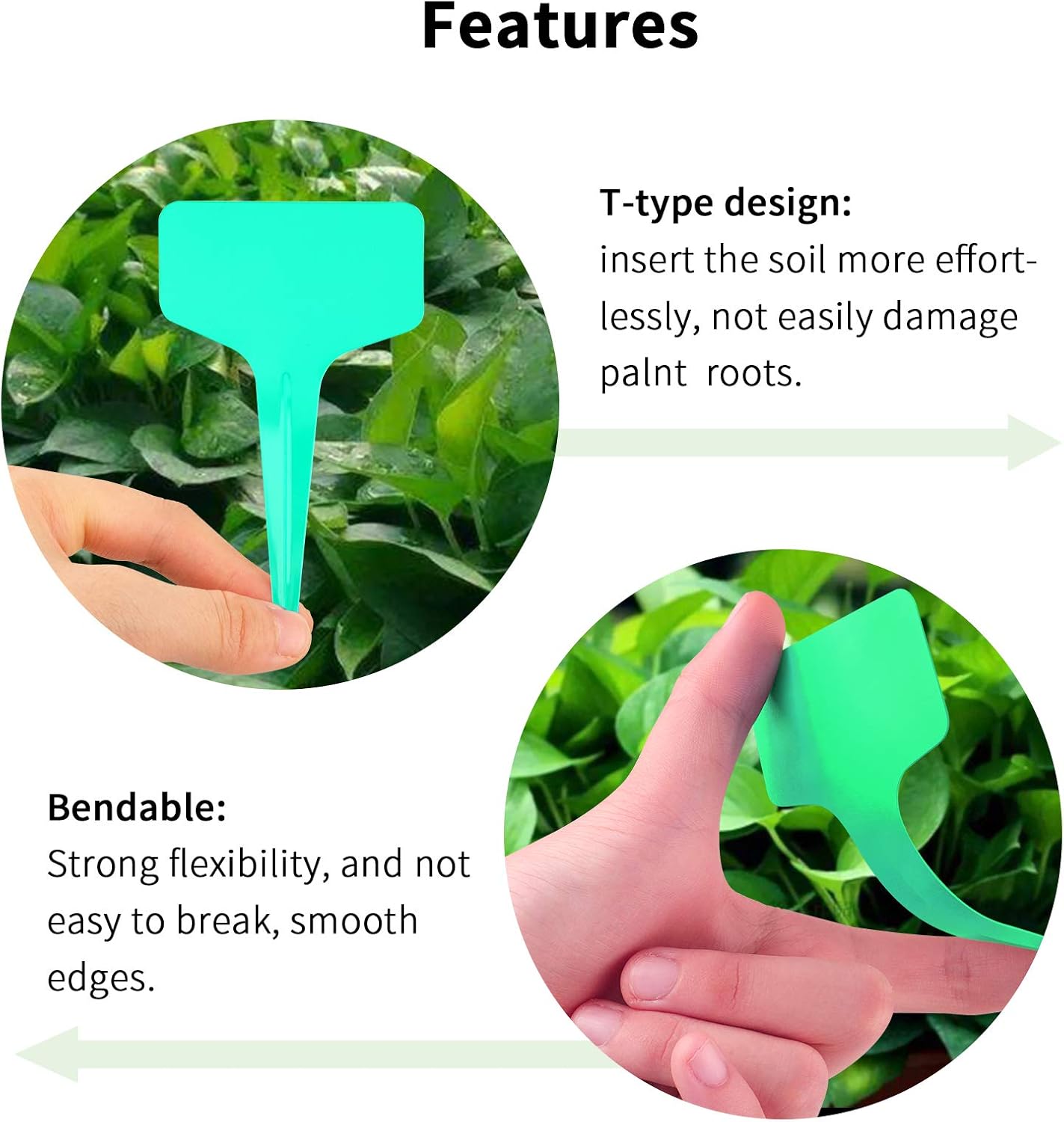 Green Plant labels,100 Pcs 6 x10cm Plastic Plant T-Type Tags Nursery Garden Labels