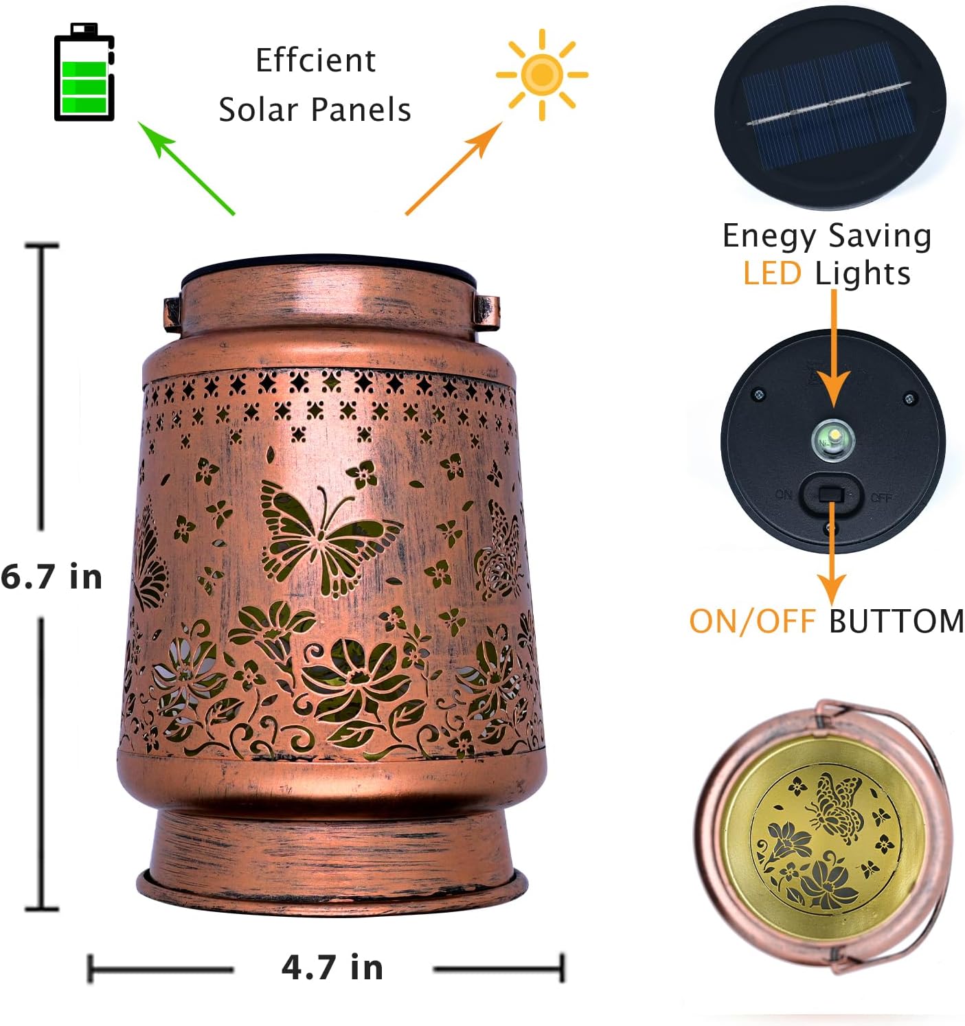 Solar Lanterns Outdoor Waterproof, Butterfly Hanging Solar Lanterns Birthday Gifts for Women Mom Grandma, Garden Decor for Patio Yard Lawn Backyard Porch