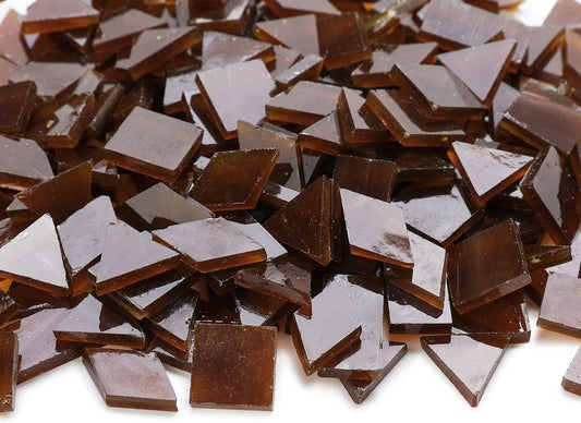 Lanyani Stained Glass Tiles for Mosaic, 200 Pieces Bulk Glass Mosaic Tile for Craft,Deep Brown