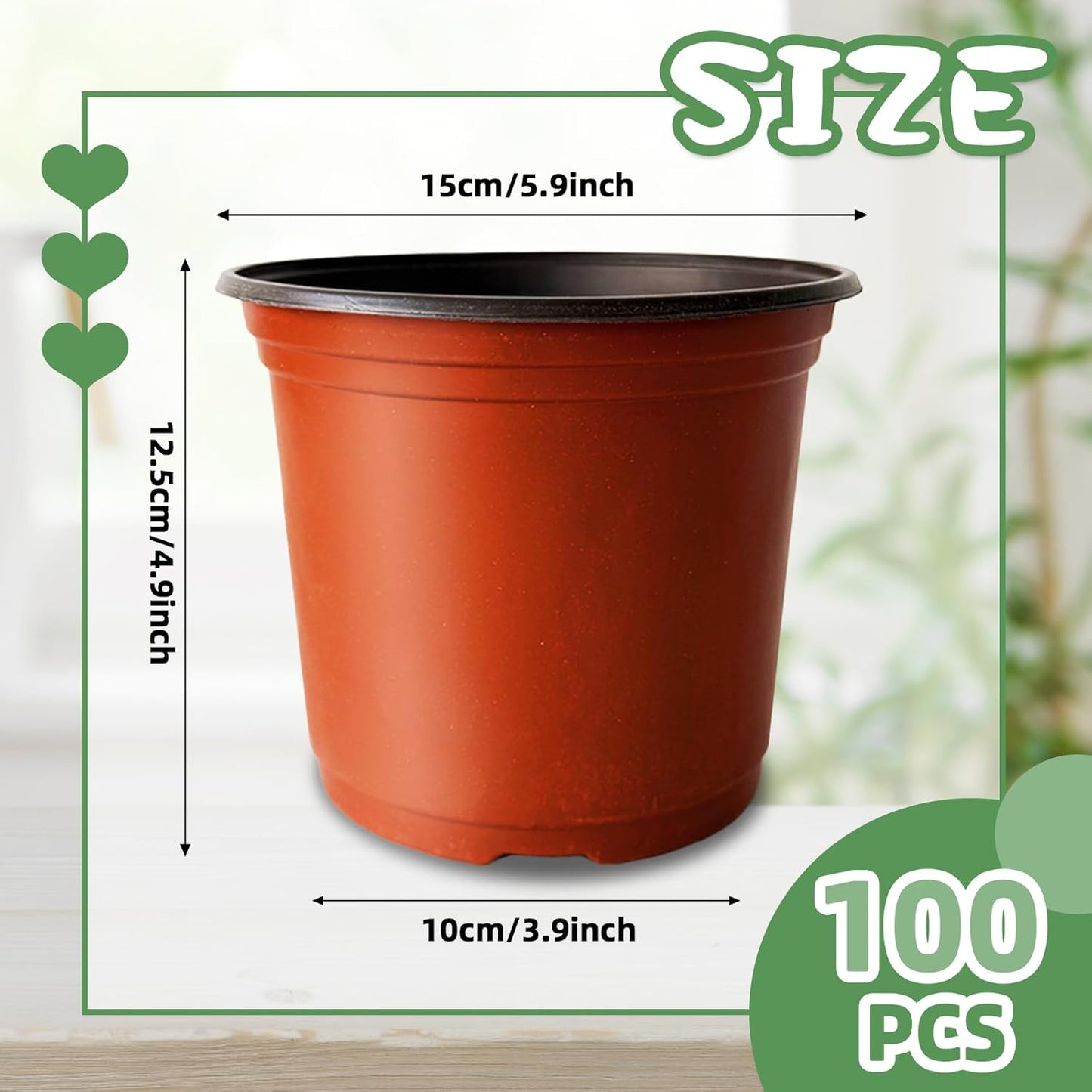 100 Pcs Plant Nursery Pots,6 Inch Thicker Plastic Seedling Pots with Holes,Seed Starting Pot Flower Plant Container for Succulents,Seedlings,Cuttings,Transplanting