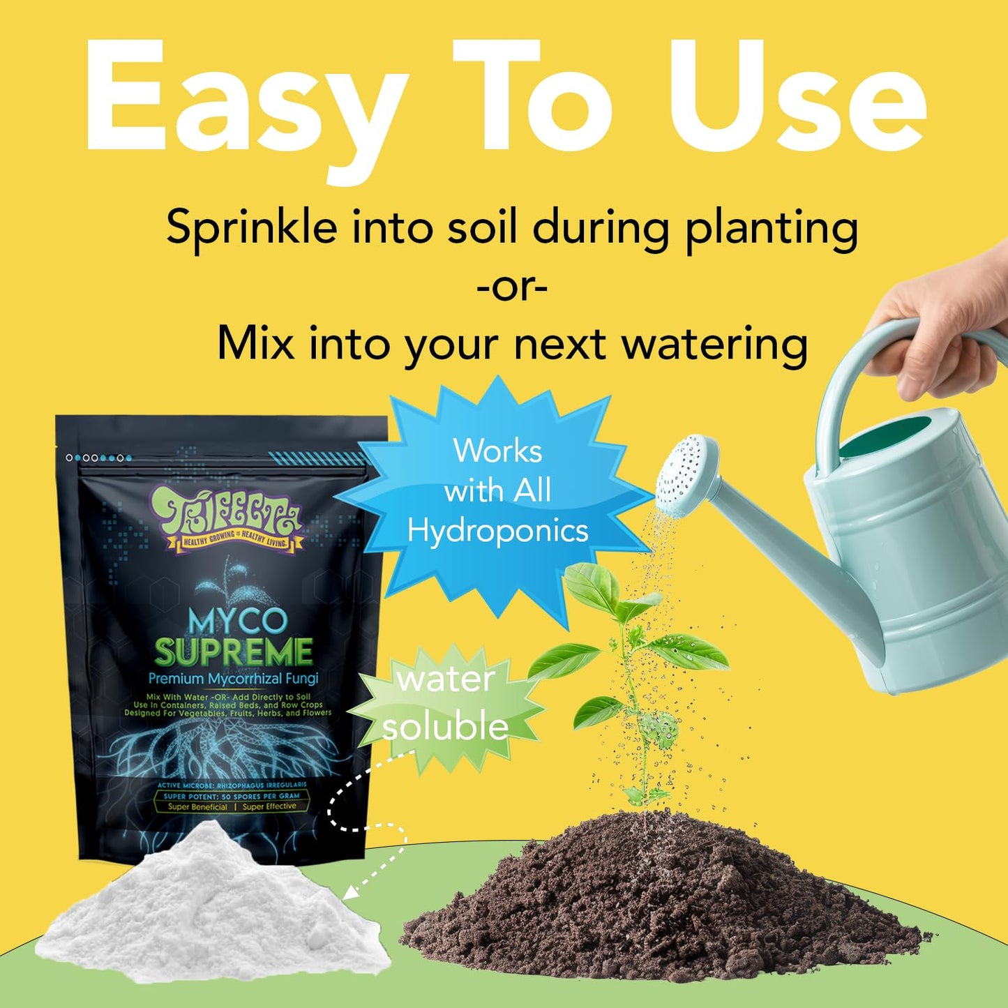 Mycorrhizal Fungi for Soil, Root Stimulator for Plants, Ultra Concentrated Mycorrhizae for Plants Strong Roots & Living Soil, Trifecta Myco Supreme Plant Root Stimulator for Tree, Rose and Flower Care