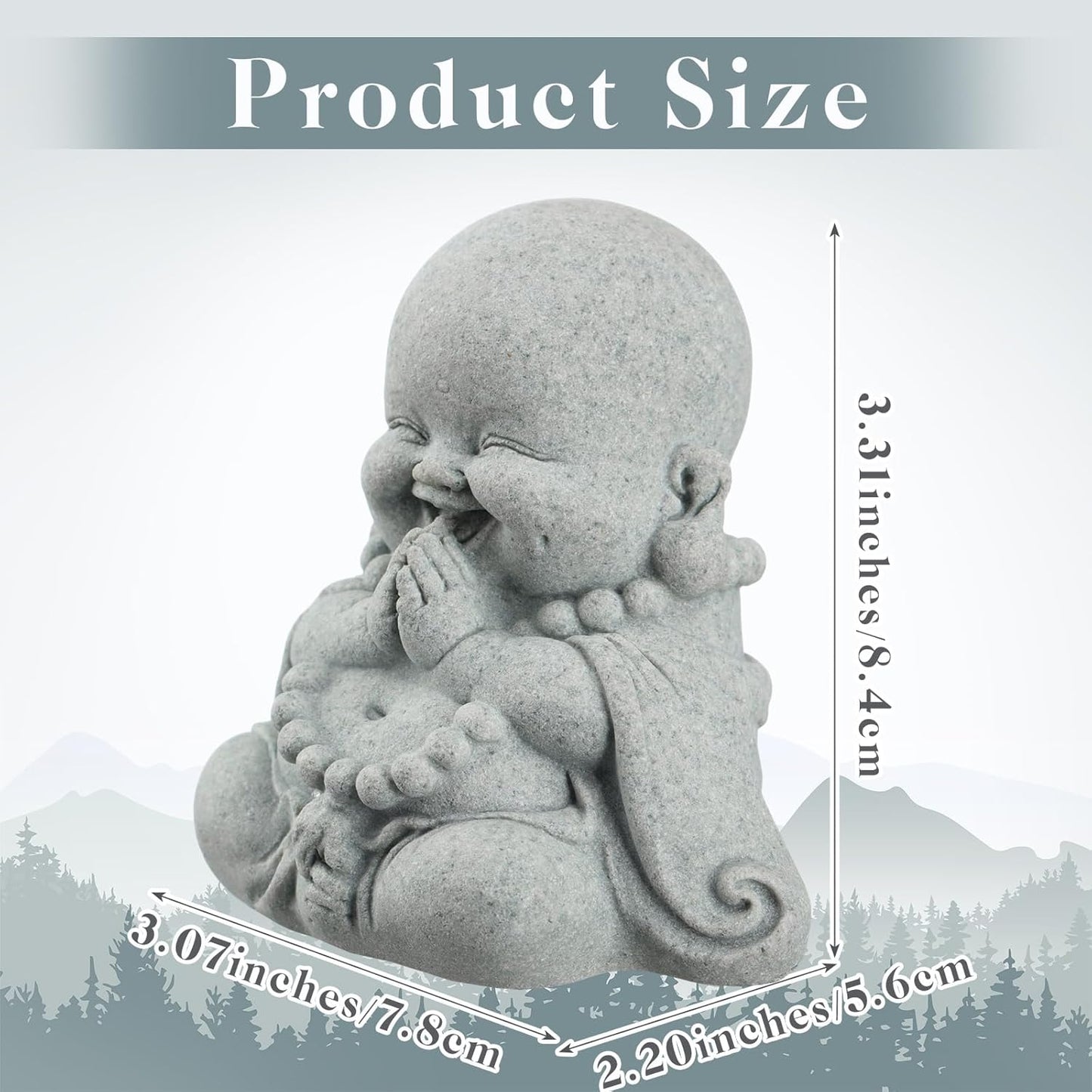 Buddha Sandstone Statues, Zen Monk Praying Statue Sculptures Ornament for Wealth Good Luck Feng Shui Decor Home Office Car Decoration(Prayer Buddha)