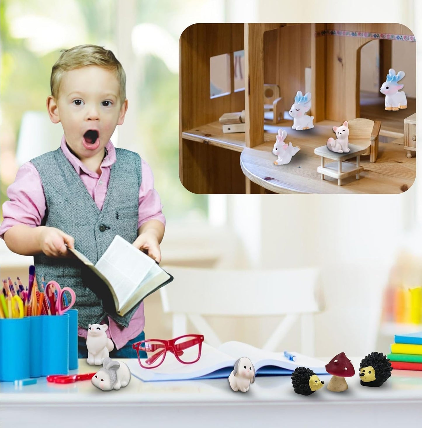 30 Pcs Tiny Resin Animals to Hide Mini Forest Animals Figurines for Miniature Garden Fairy Garden Succulents Plants Ornaments