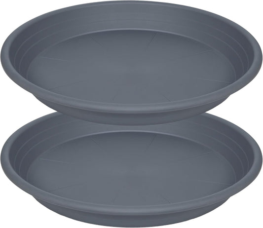 2 Pack of 19 inch Plant Saucer, Large Plant Tray, Heavy Sturdy Plant Drainage Tray for Indoors, Bird Bath Bowls, Sturdy 18 inch Plastic Pot Tray for Planter (Gray)