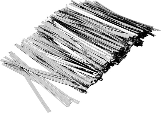 800 Pcs Metal Twist Ties 4 Inches Twist Straps for Bread Bags Candy Bags Snack Bags Halloween Party Cake Favor (Silver)