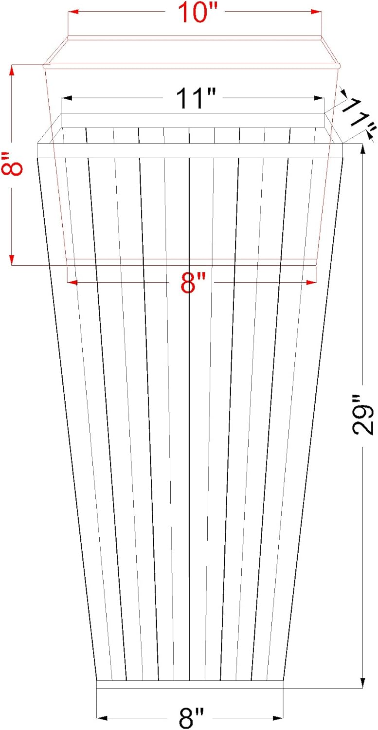 H Potter Copper Planter Tall Ribbed Outdoor Indoor Metal Planters for Patio Deck Garden 29 Inch Small Entrance Planter with Drainage Drip Tray