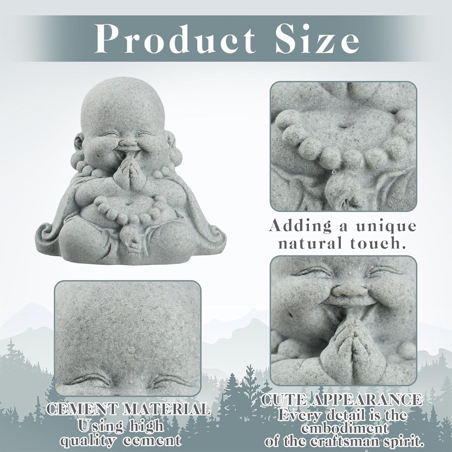 Buddha Sandstone Statues, Zen Monk Praying Statue Sculptures Ornament for Wealth Good Luck Feng Shui Decor Home Office Car Decoration(Prayer Buddha)