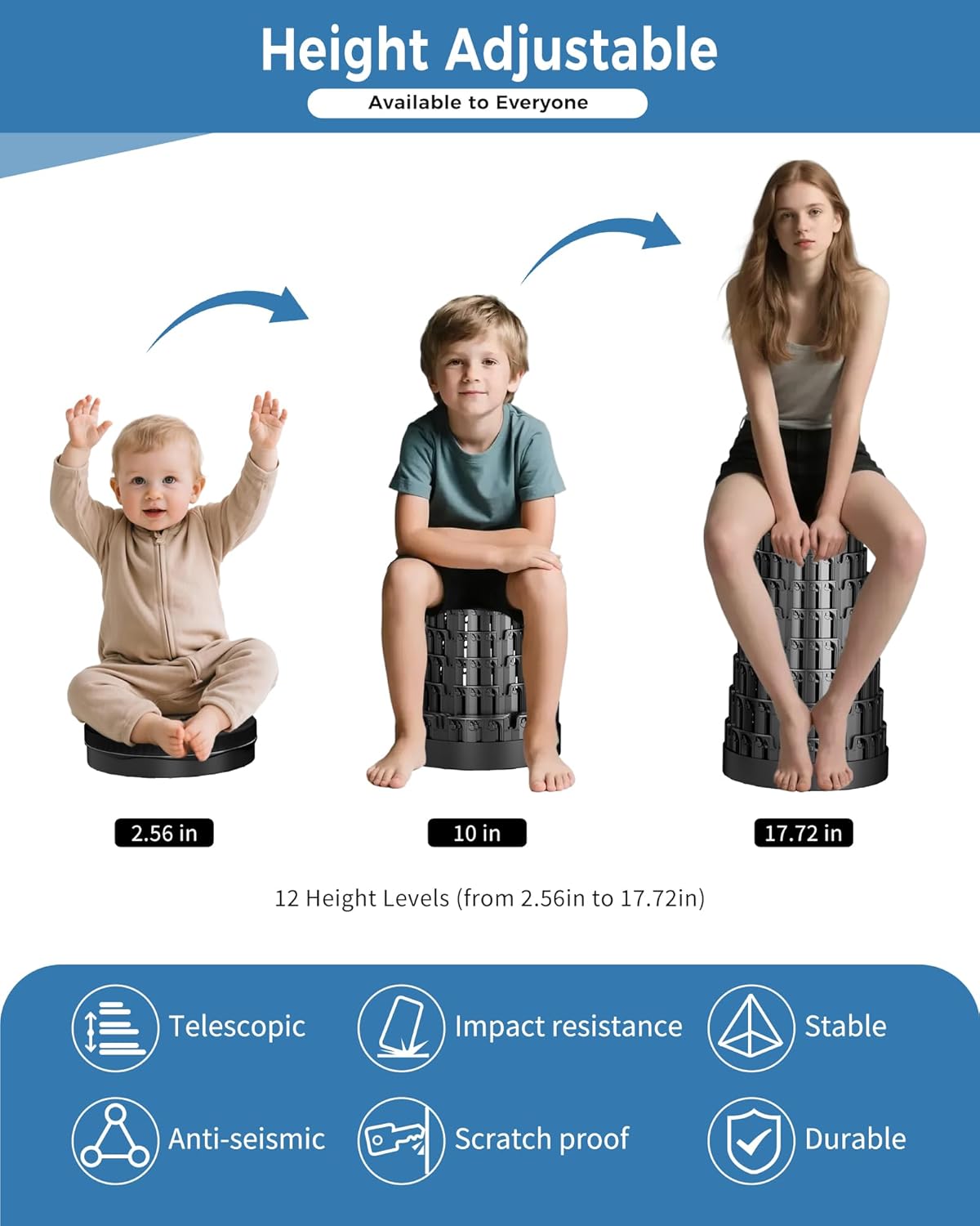 Upgraded Collapsible Stool with Removable Cushion & Waterproof Carry Bag - Portable Folding Stool for Adults, Camping, Fishing, Hiking - Lightweight Yet Sturdy Max 400lbs