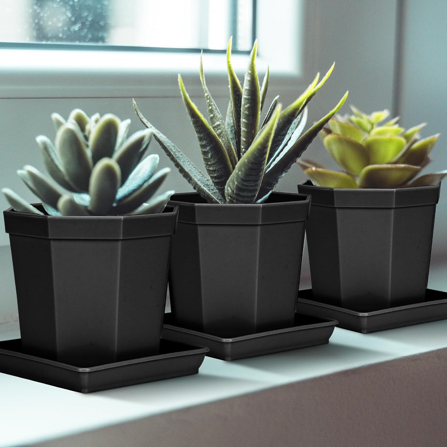 Square Plant Saucer 16 Inch 2 Pack, Duty Plastic Plant Saucer, Heavy Duty Plant Pot Saucers, Garden Large Deep Plant Trays for Pots, Planters for Indoors and Outdoors Plants.