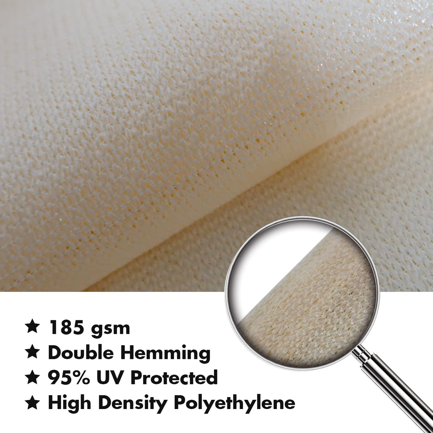 KANAGAWA 23'X24' Cream Custom Size Sun Shade Sail Rectangle UV Block Canopy Cover for Patio Backyard Lawn Garden Outdoor (Customized Available)