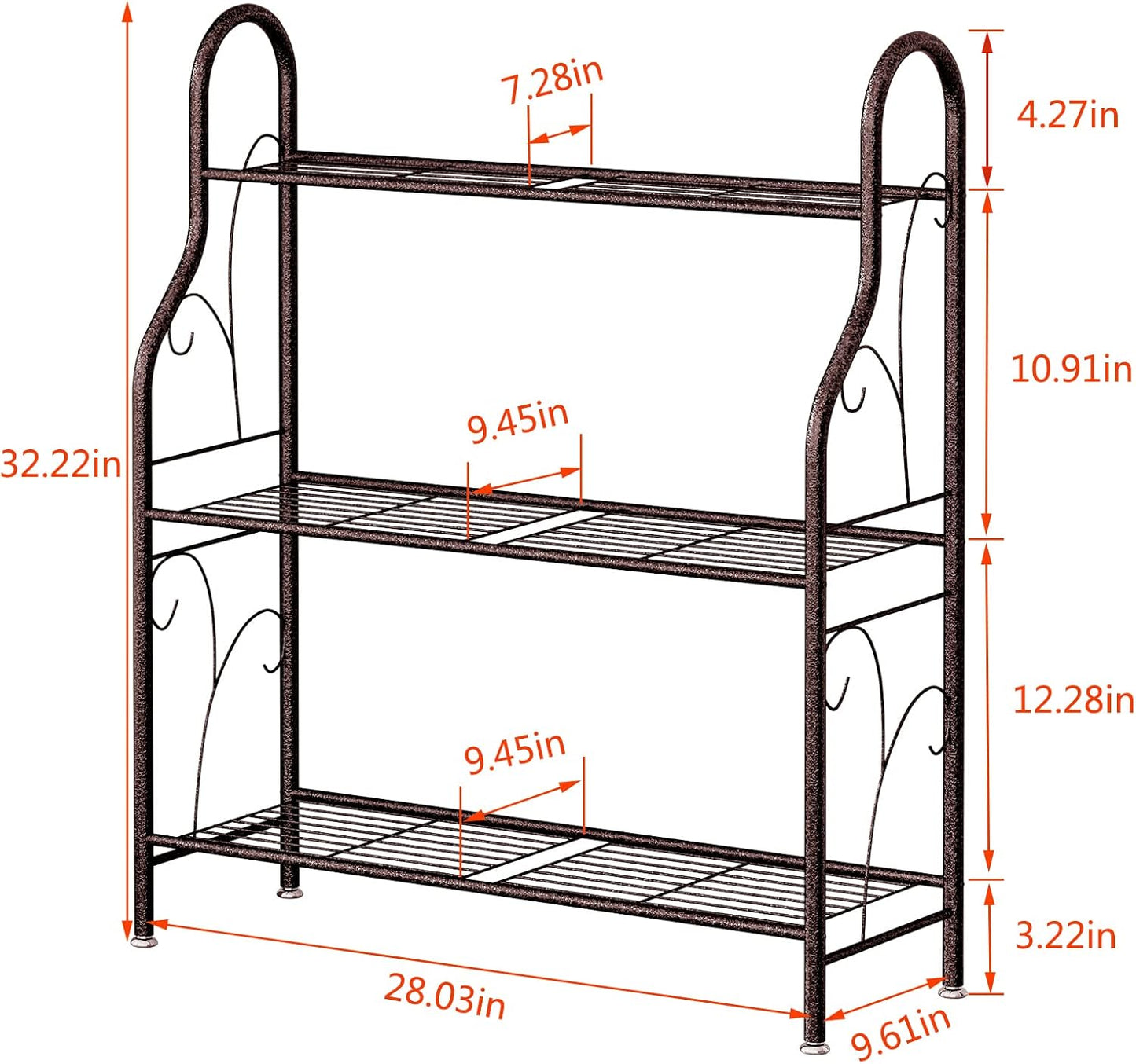 SORCEDAS Plant Stand Indoor Outdoor Plant Shelf 3 Tier Metal Corner Flower Stand Multiple Holder for Patio Garden Balcony Living Room, Bronze