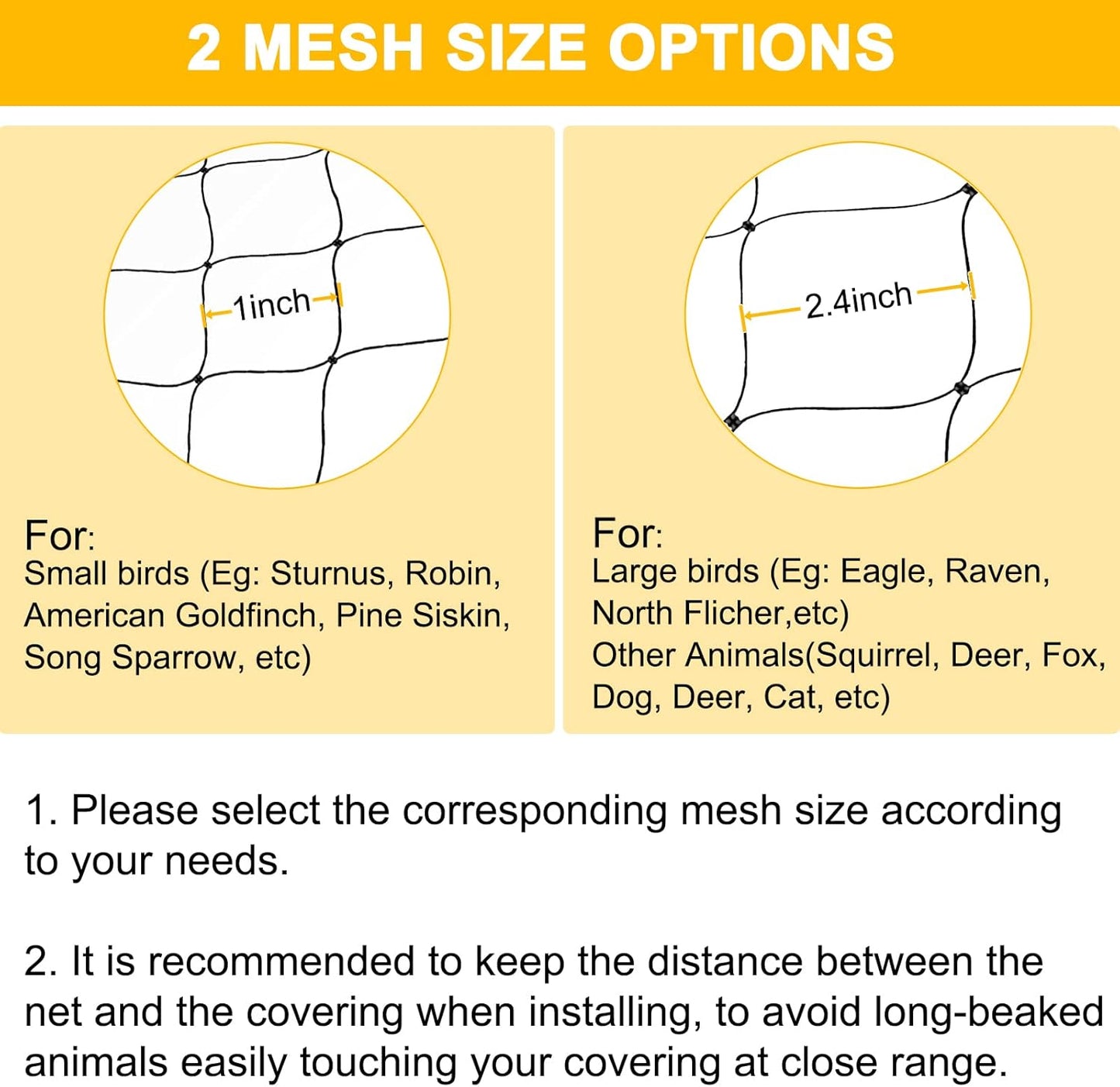 Nylon Bird Netting 50'x50' with 2.4" Square Mesh Hawk Net for Chicken Run, Poultry Netting Aviary Nets Garden Bird Net for Chicken Coop Nettings Roof Hawk Proof