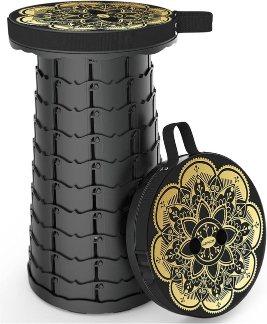 ALEVMOOM Upgraded Portable Collapsible Folding Stool Retractable Telescoping Stool for Adults Sturdy Capacity 440lbs Camping Chair for Outdoor Hiking Garden BBQ