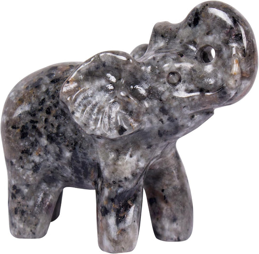 2 Inch Yooperlite Crystal Elephant Sculpture Handcrafted Healing Stone Animal Figurine Spiritual Home Decor Lucky Charm Gift for Wealth Success Positive Energy and Meditation Lovers