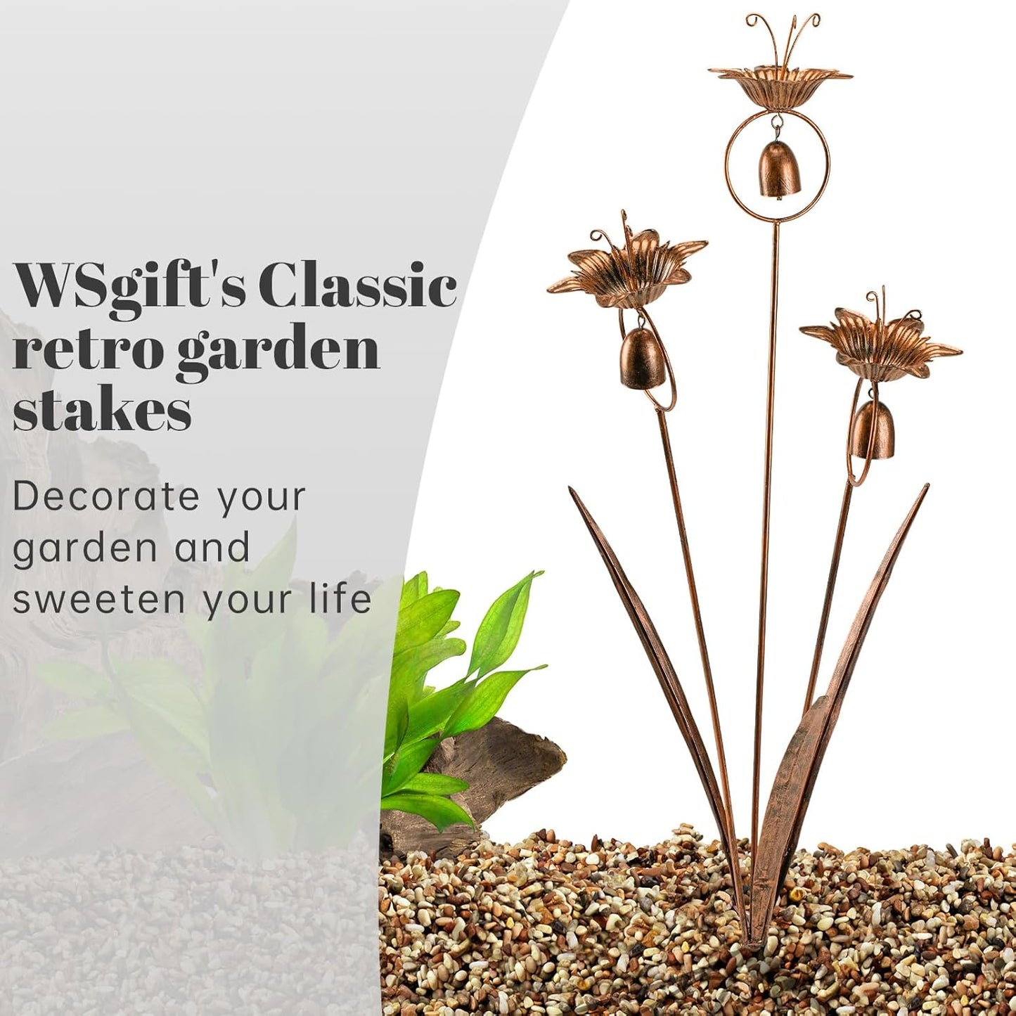 Metal Calla Lilies Flowers with Bells for Outside Yard Art Bronze Wind Chime