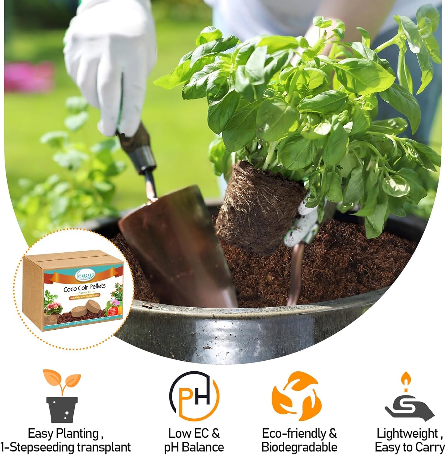 Legigo 50 Pcs 30mm Coco Coir Pellets Seed Starting Soil Mix- Compressed Coconut Coir Pellets Potting Soil Pods for Seedling, Coco Peat Soil Discs for Indoor & Outdoor Plants, Herb Vegetables Flowers