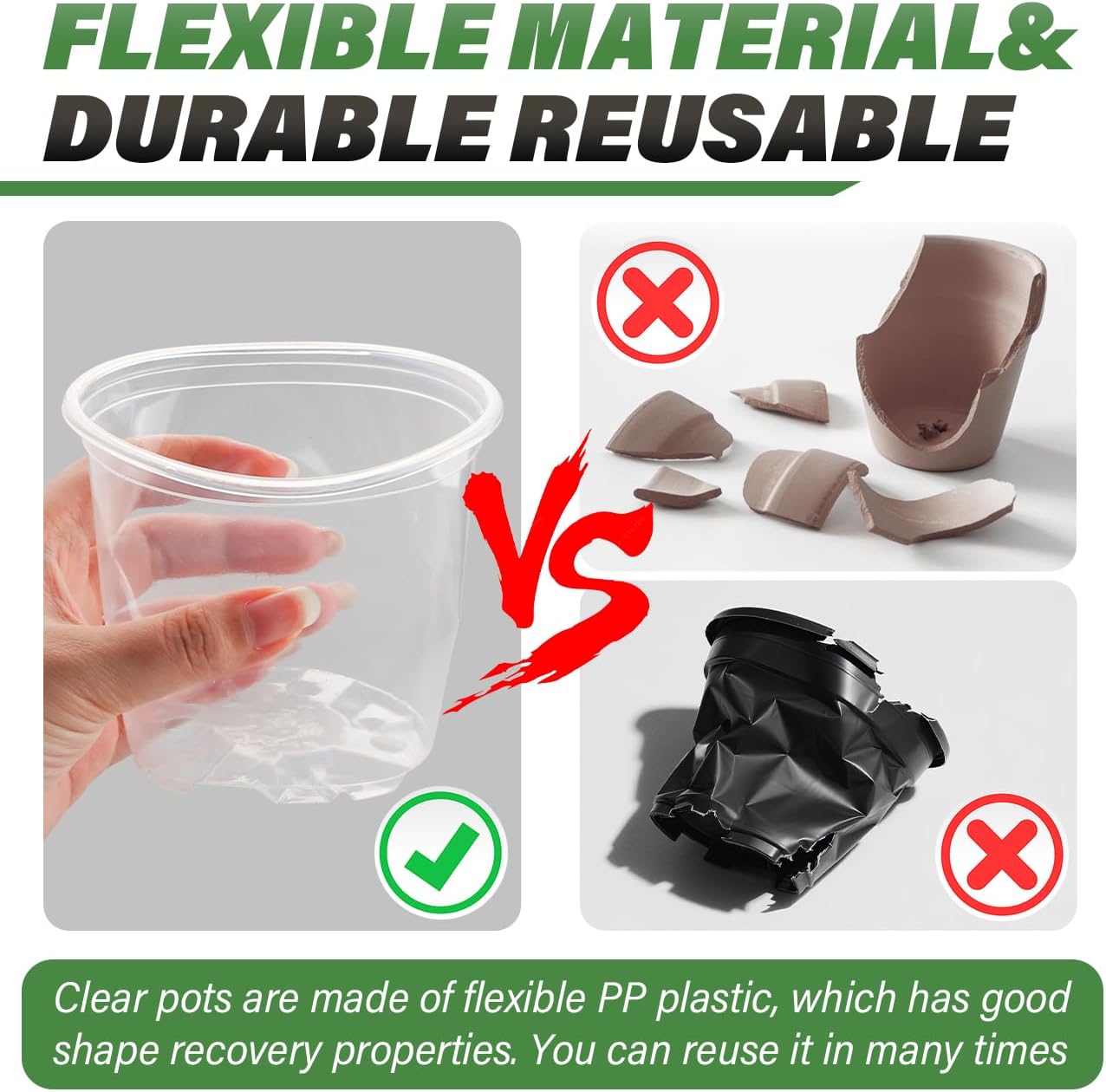 3.5" Clear Seeding Pots 20 Pack Round for Seeds Starter Pot, Seeds Germination Transparent Nursery Pots with Drainage Holes (Clear,3.5Inch,20PCS)