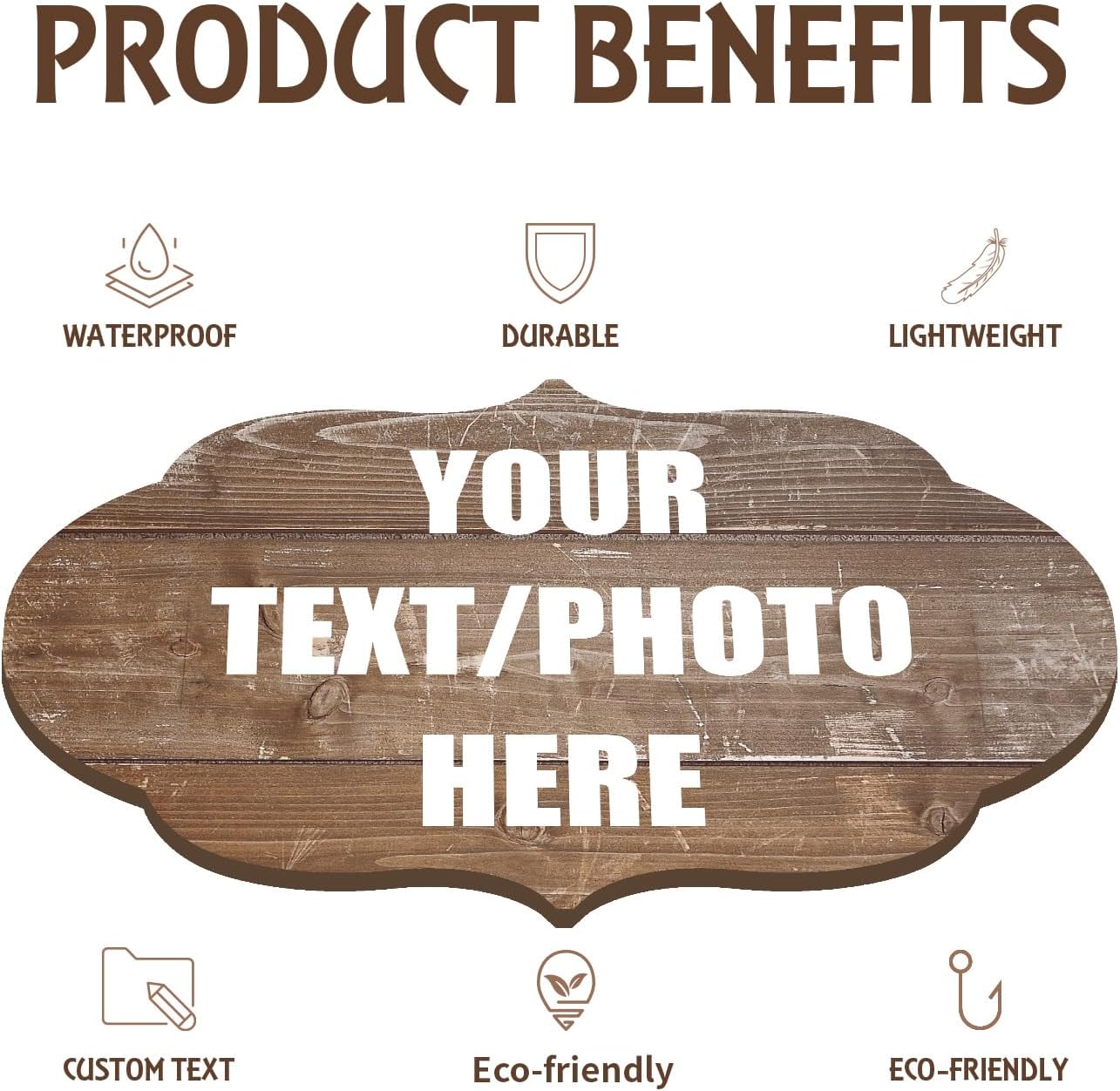 Custom Personalized Wood Text Signs, 3 Sizes, 30 Fonts, 9 Wood Colors, Custom Patterns - Blank Shaped Wood Signs, Farmhouse Decorative Wood Signs, Home, Kitchen, Rustic Wall Decor.