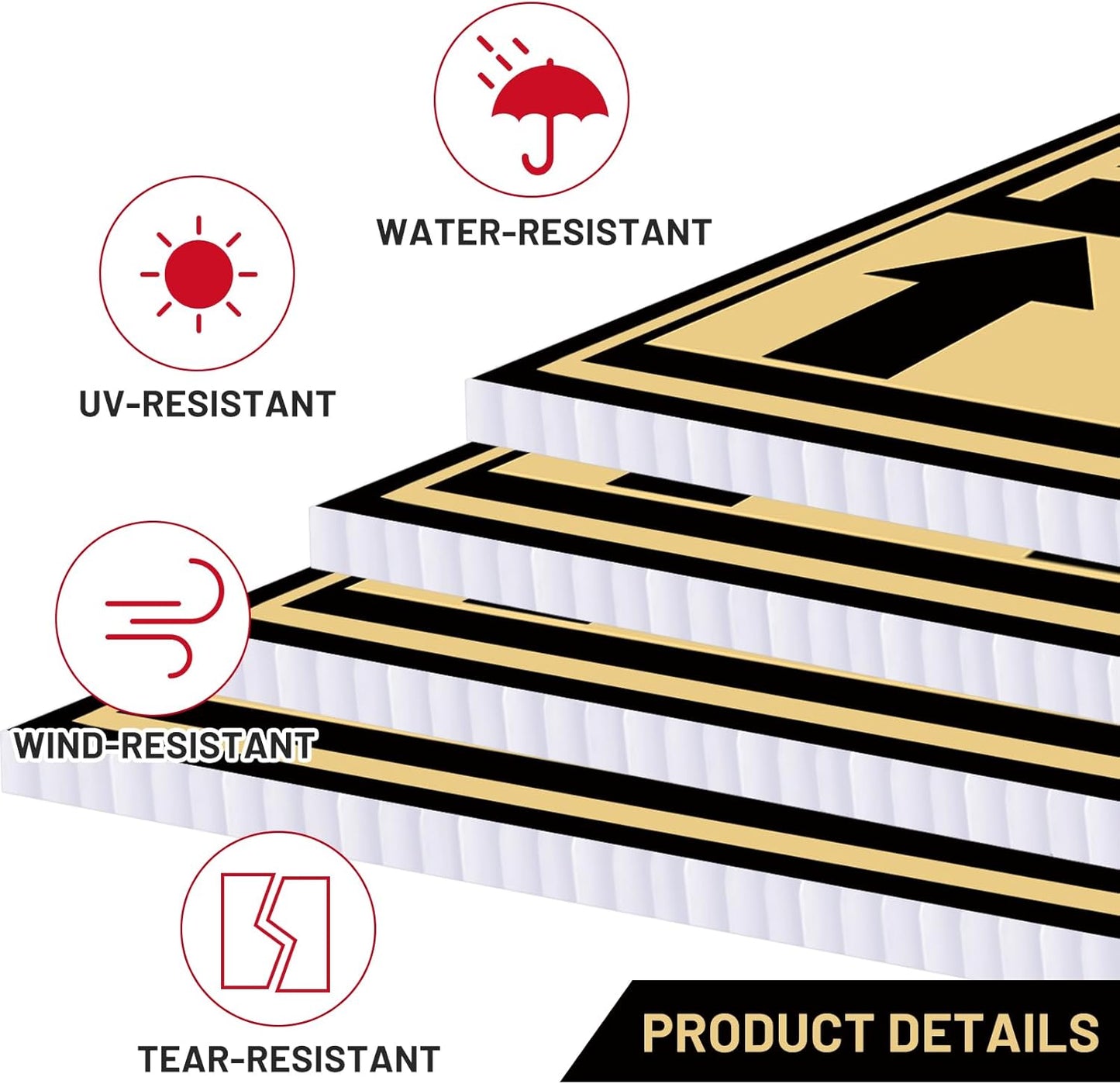 Juexica 9 Pieces 16 x 12 Inches Outdoor Event Parking Signs with Arrow Corrugated Plastic Yard Double Sided Event Signs Outdoor Directional Guest Parking(Black and Gold)