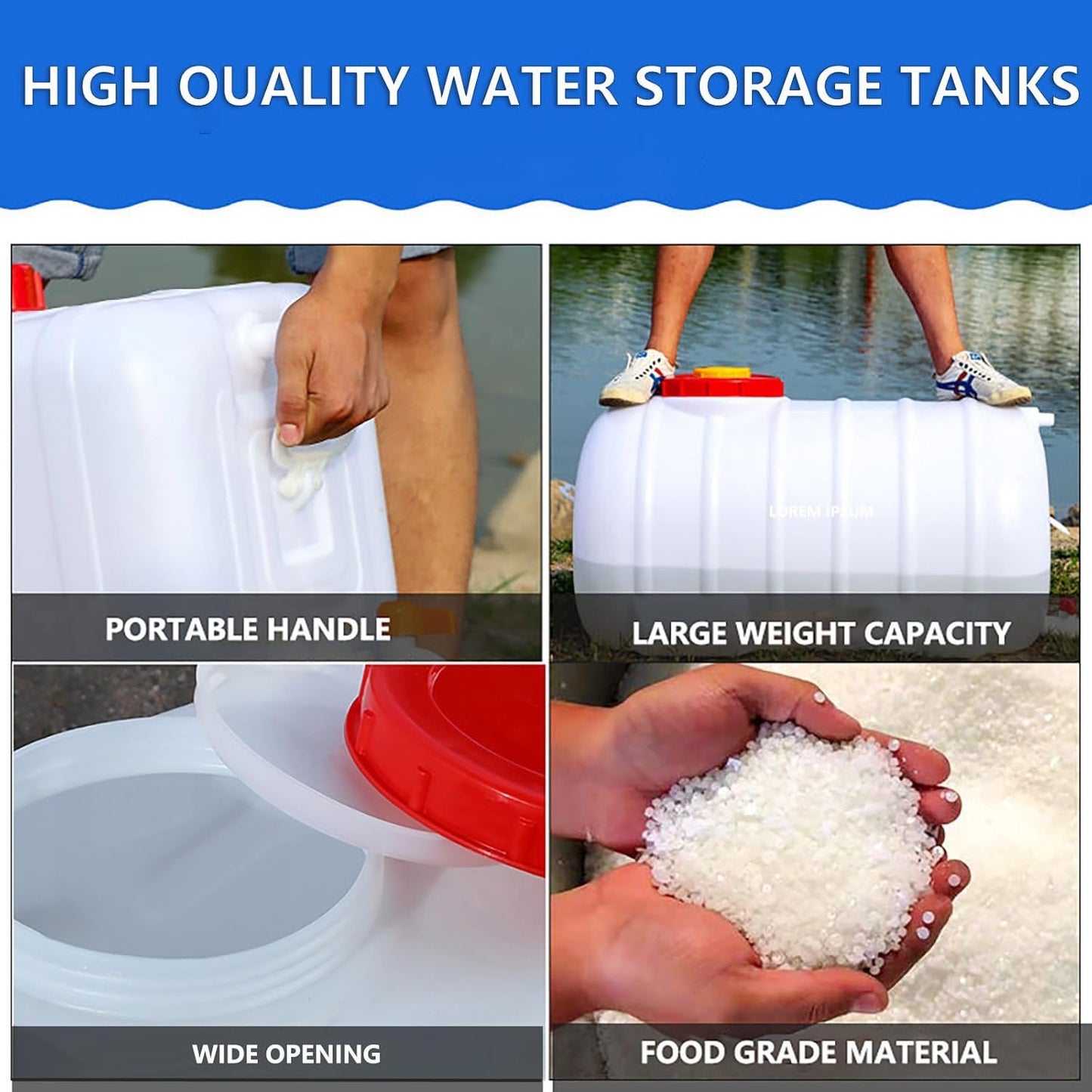 Portable Water Tank Water Storage Tank for Camping with Spigot Hose Plastic Water Container Water Storage Container for Emergency Water Storage Hiking Outdoor(Size:29gallon / 110L)