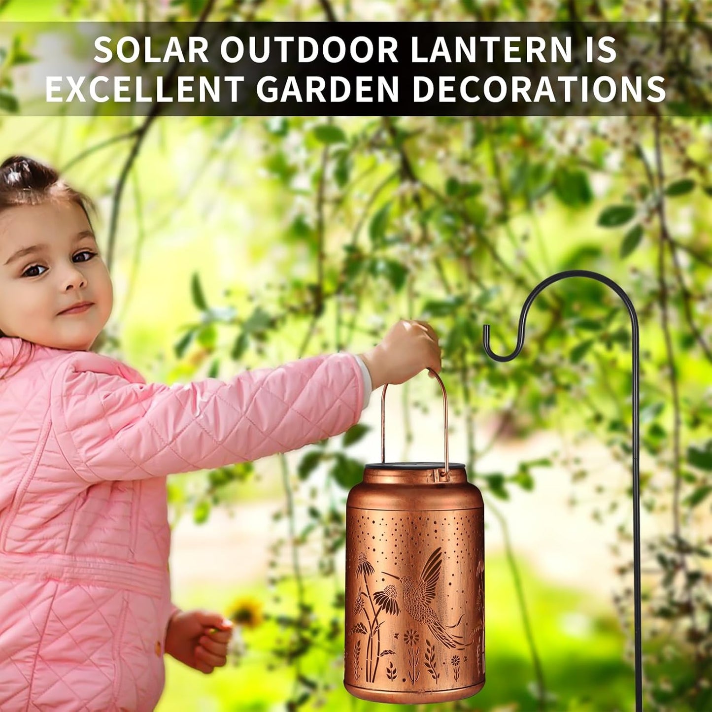 2 Pack Solar Lanterns Outdoor Waterproof, Hummingbird Garden Decor Gifts for Women Mom Grandma Hanging Solar Lights Metal Decoration Outside for Yard, Patio(Dandelions)
