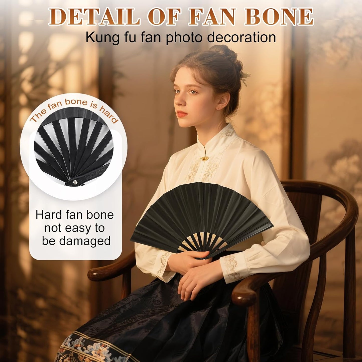 Boots On The Ground Hand Fan,Fans for Line Dancing,Folding Hand Rave Fan,Boots on The Ground Fans Largefold Fans,Decorative Folding Fans for Performance,Dance,Wedding,Party (Black)