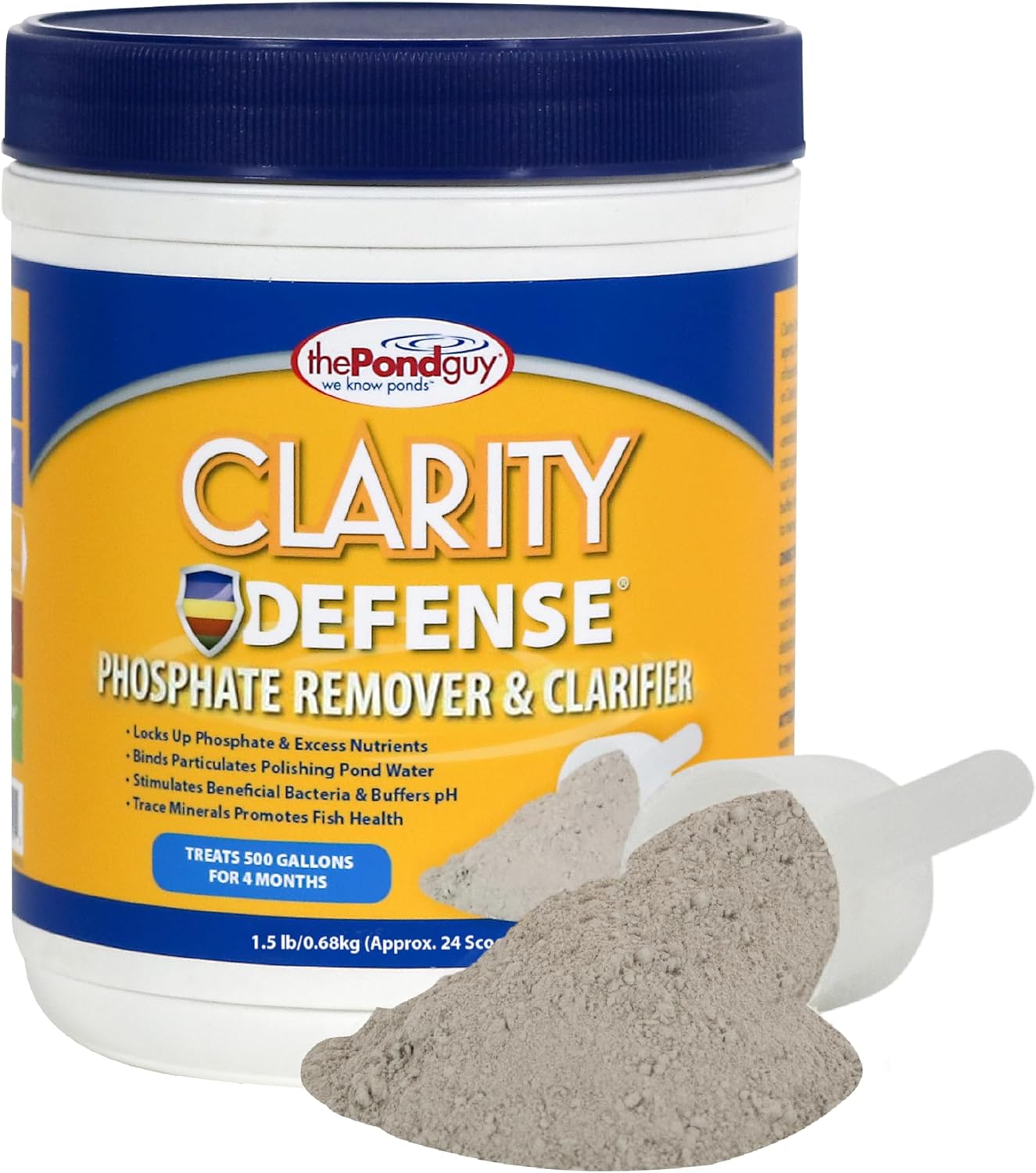 The Pond Guy Clarity Defense Water Garden Flocculant, Clear Cloudy Water, Stimulate Beneficial Microbe Growth, Fish, Plant & Animal Safe, 1.5 lbs