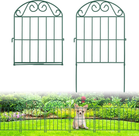 ADAVIN 20 Panels Collapsible Garden Fence Animal Barrier,22 Ft(L) x 24 in(H) Rustproof Metal Wire Panel Border for Dogs Rabbits, Arched Flower Edging for Landscape Patio Yard Outdoor Decor, Green
