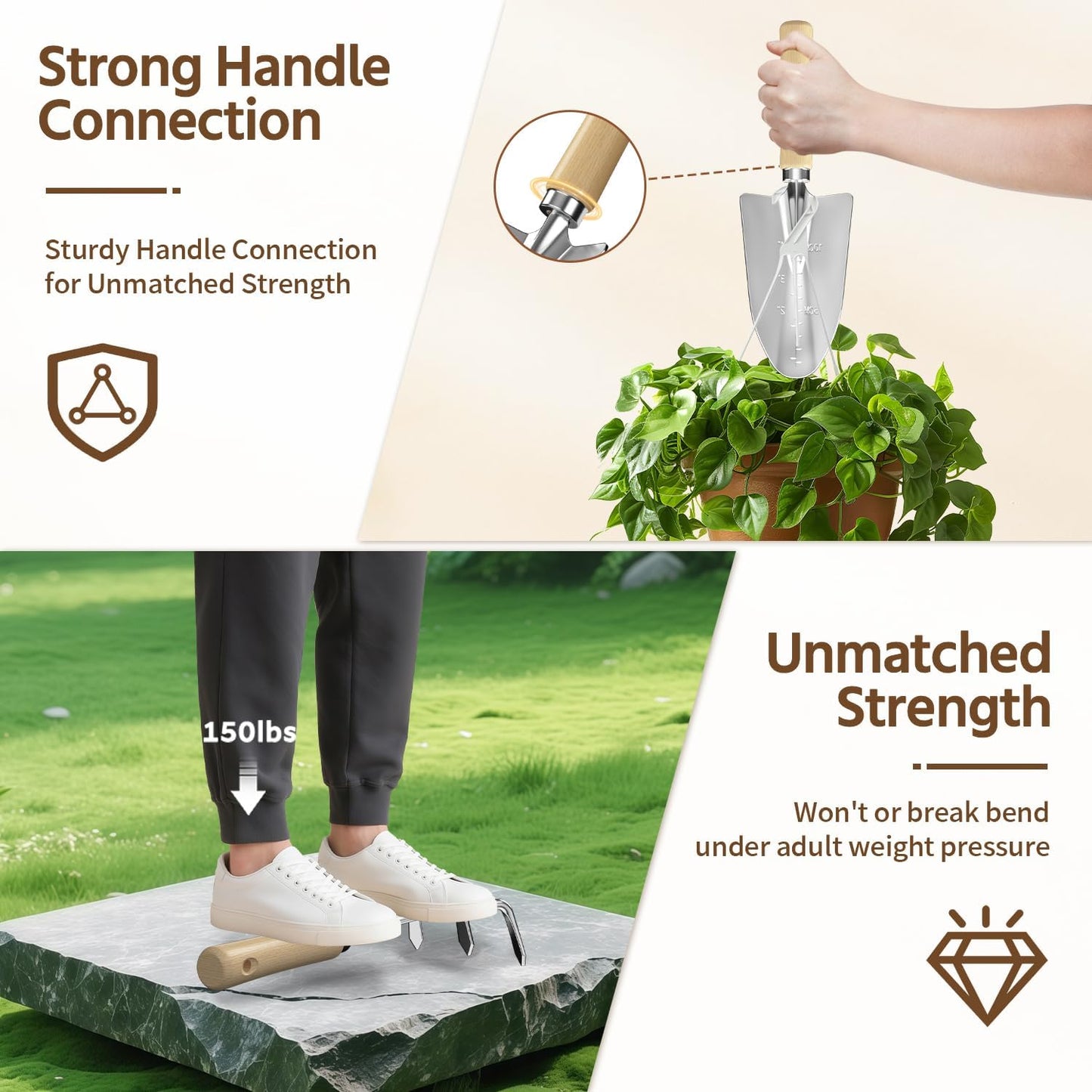 LASZOLA 9 Pcs Garden Tools Set with Tote Bag and Hand Trowel Rake Shovel, Heavy Duty Stainless Steel Gardening Kit for Outdoor Plant, Standable Portable Handbag Organizer, Ideal for Women Mom, Green