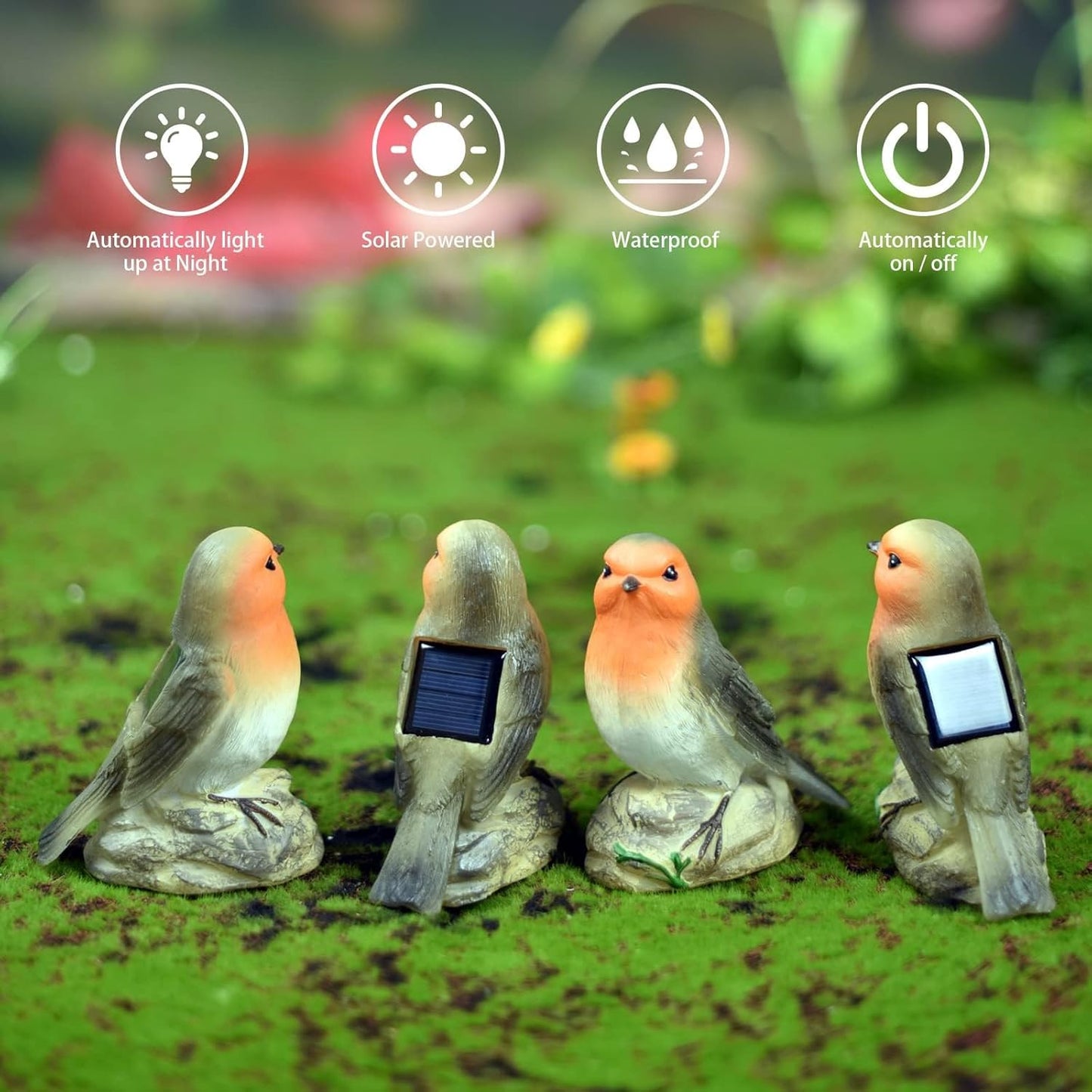 Solar Garden Outdoor Statues Bird Lights, Cute Birds Garden Decor for Outside, Christmas Birthday Gifts Stocking Stuffers Housewarming Gifts Yard Decoration for Women, Mother and Grandma