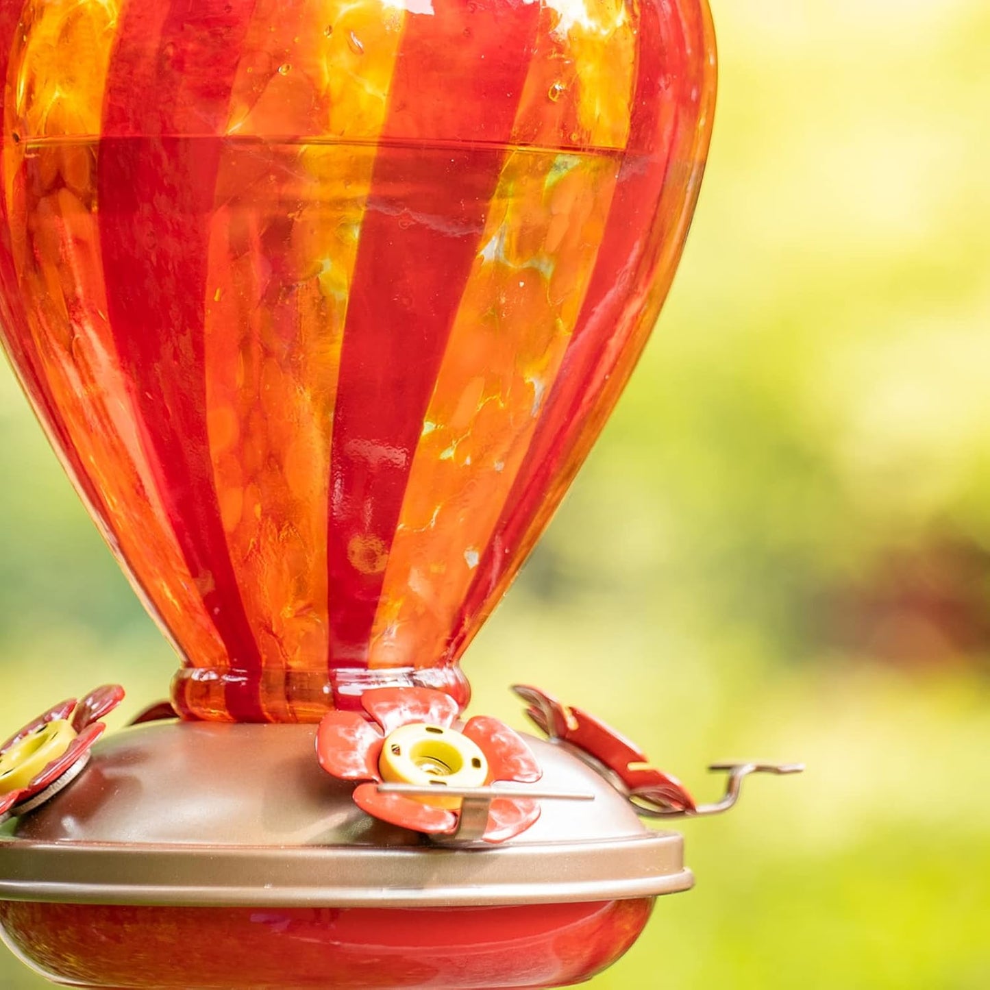 Hummingbird Feeder, 34OZ Hand Blown Glass Hummingbird Feeders for Outdoors Hanging, 4 Feeding Perch with Ant Moat Hook, Garden Yard Decor Gifts for Women Mom (Hot Air Balloon)