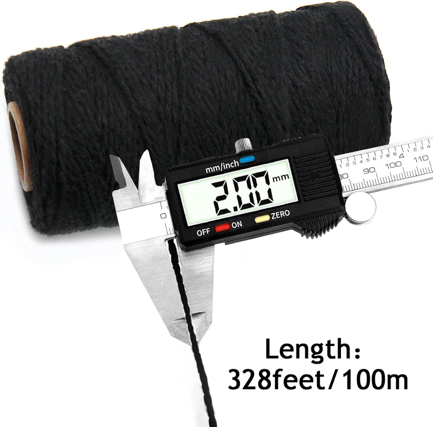 Anvin 984 Feet Cotton Jute Twine Pack - Natural, Black (Pack of 3, 10 Ply, 2mm Thick) for Bakers, Butchers, Arts & Crafts, Gardening