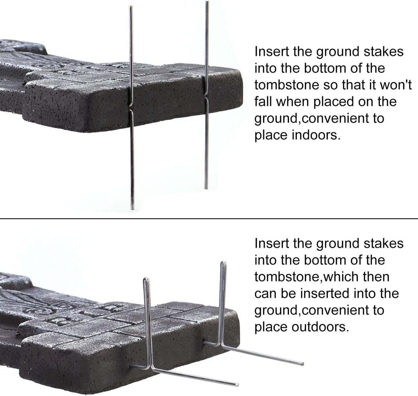 17” Halloween Foam RIP Graveyard Tombstones, 5 Pack Tombstone with 10 Metal Stakes for Halloween Decorations