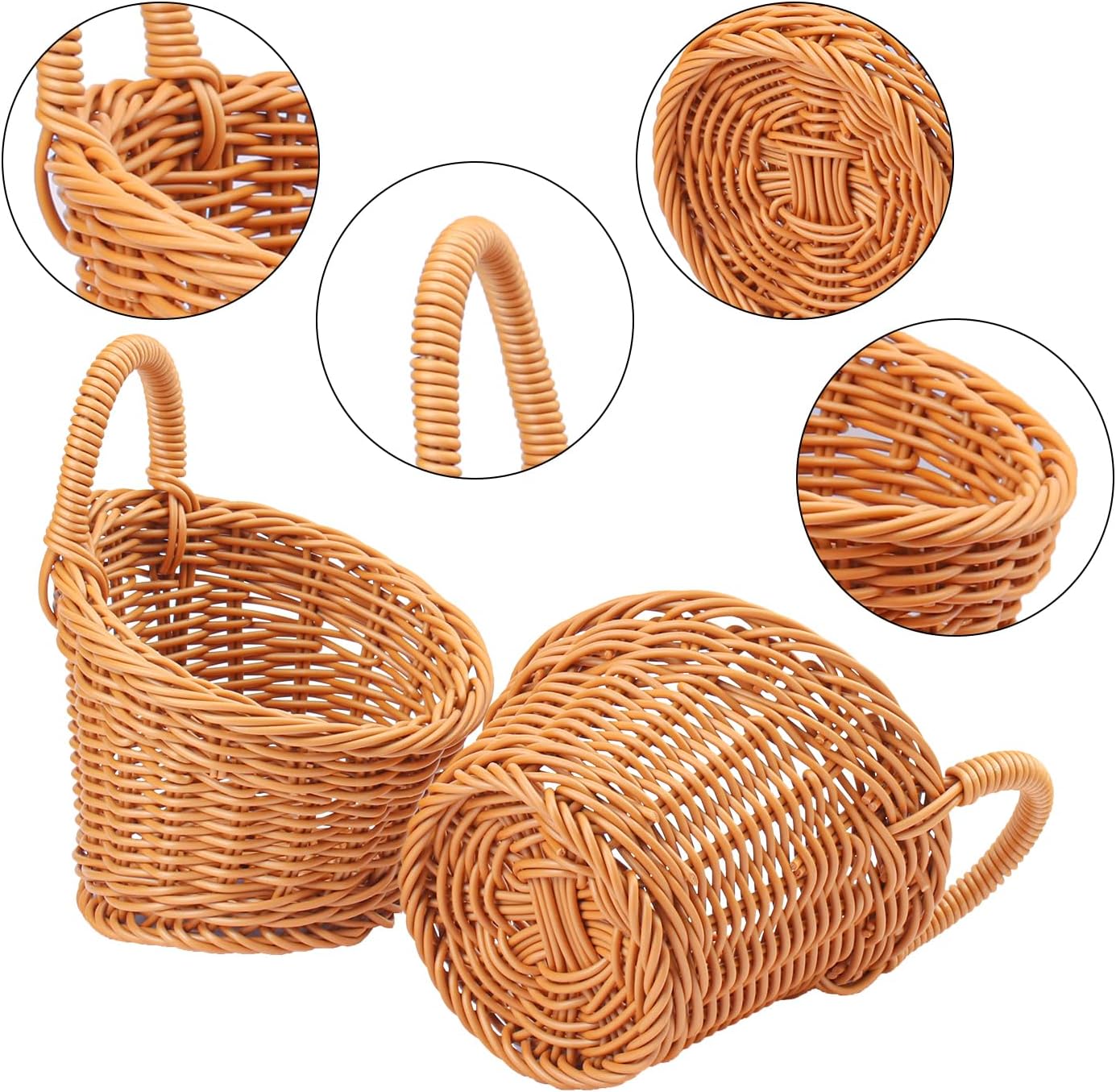 8 Pack 5.5 x 4.3 inch Woven Hanging Fruit Basket, Wall Hanging Wicker Baskets, Wall fruit Wicker Basket for Kitchen, Planter, Vegetable & Fruit, Boho Home Decor