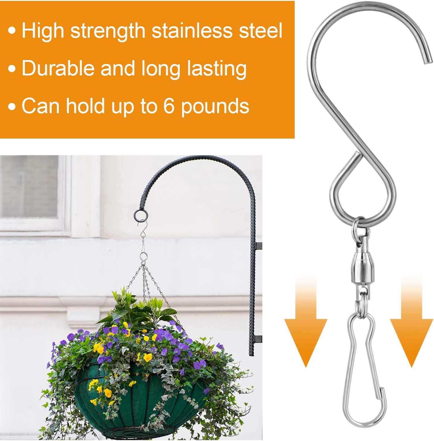 KUUQA 20 Pack Swivel Hooks Clips Wind Spinner S Hook Clips Hanging Wind Chimes Crystal Twisters Party Supplies (Silver)