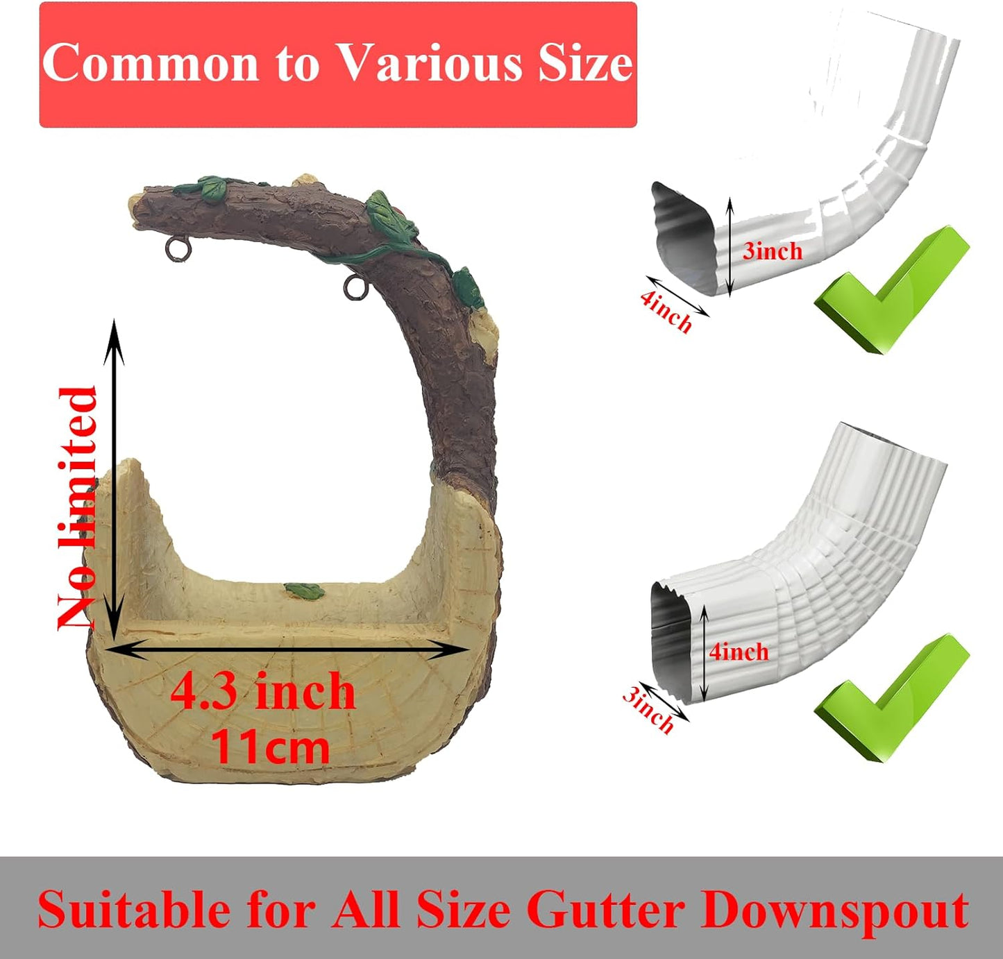 Rabbit On The Swing Gutter Downspout Extension Decoration,Rain Downspout Diverter Garden Statue,Decorative Gutter Extension,Downspout Splash Block,Animal Resin Statue Outdoor Décor