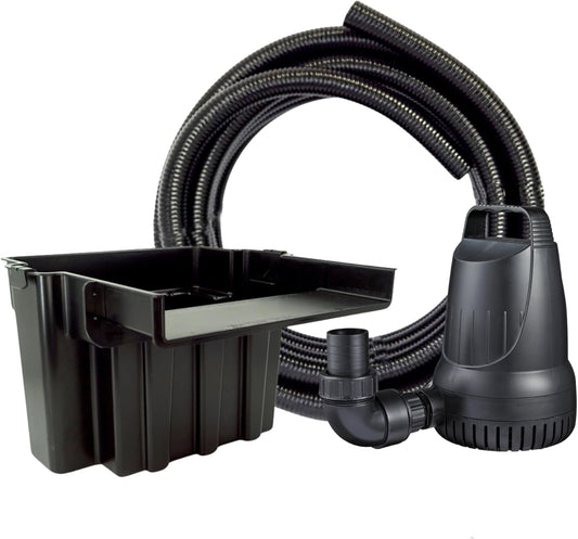 HALF OFF PONDS 16-Inch Filtering Waterfall Spillway Kit for Ponds and Waterfall Streams up to 4,000 gallons. Includes 2,100 GPH (144w) Pump, Waterfall Box, Filter Media, and 12.5 FT Tubing.