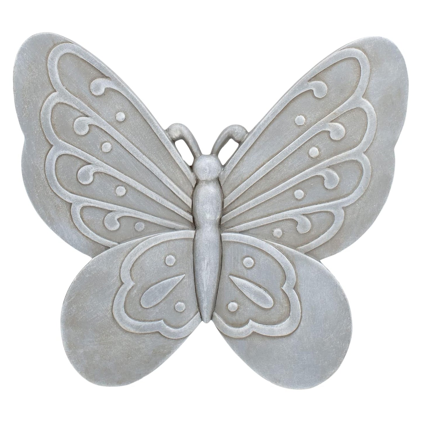 NAT & Jules Animal Character Shaped Dimensional Indoor Outdoor 11 inch Cast Resin Decorative Garden Stepping Stone, Patio, Walkway Sculpture Yard Art, Stone Grey Butterfly