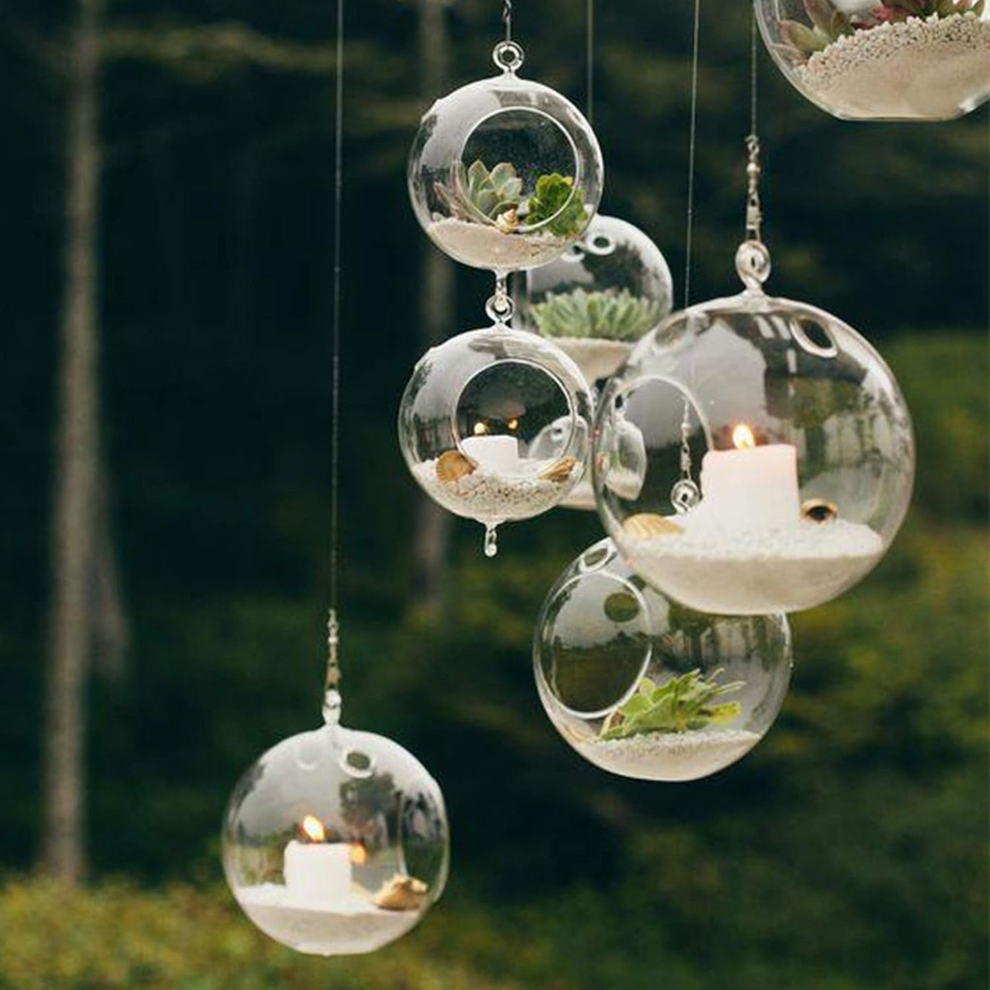 WGV Hanging Terrarium Globe, Width 4", Height 4.75", DIY Air Planter, Clear Glass Round Vase, Candle Holder, Home Office Decor Orb, 1 Piece